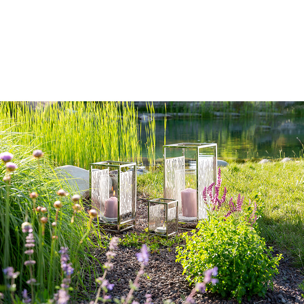 NICOSA Windlicht mit Glas silberfarben