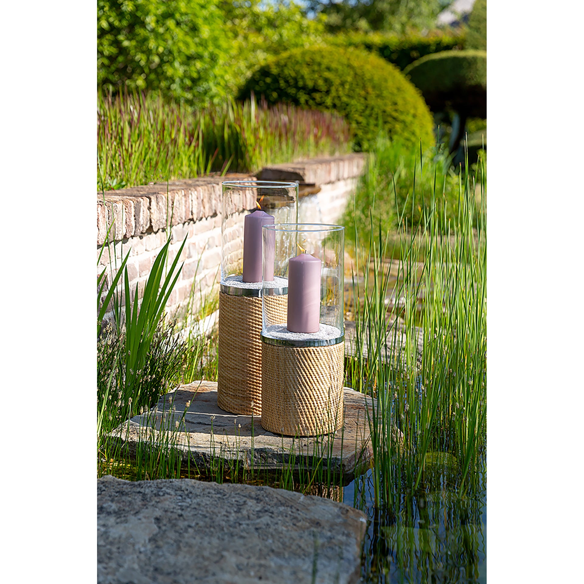 CATANIA Windlicht mit Glas silberfarben