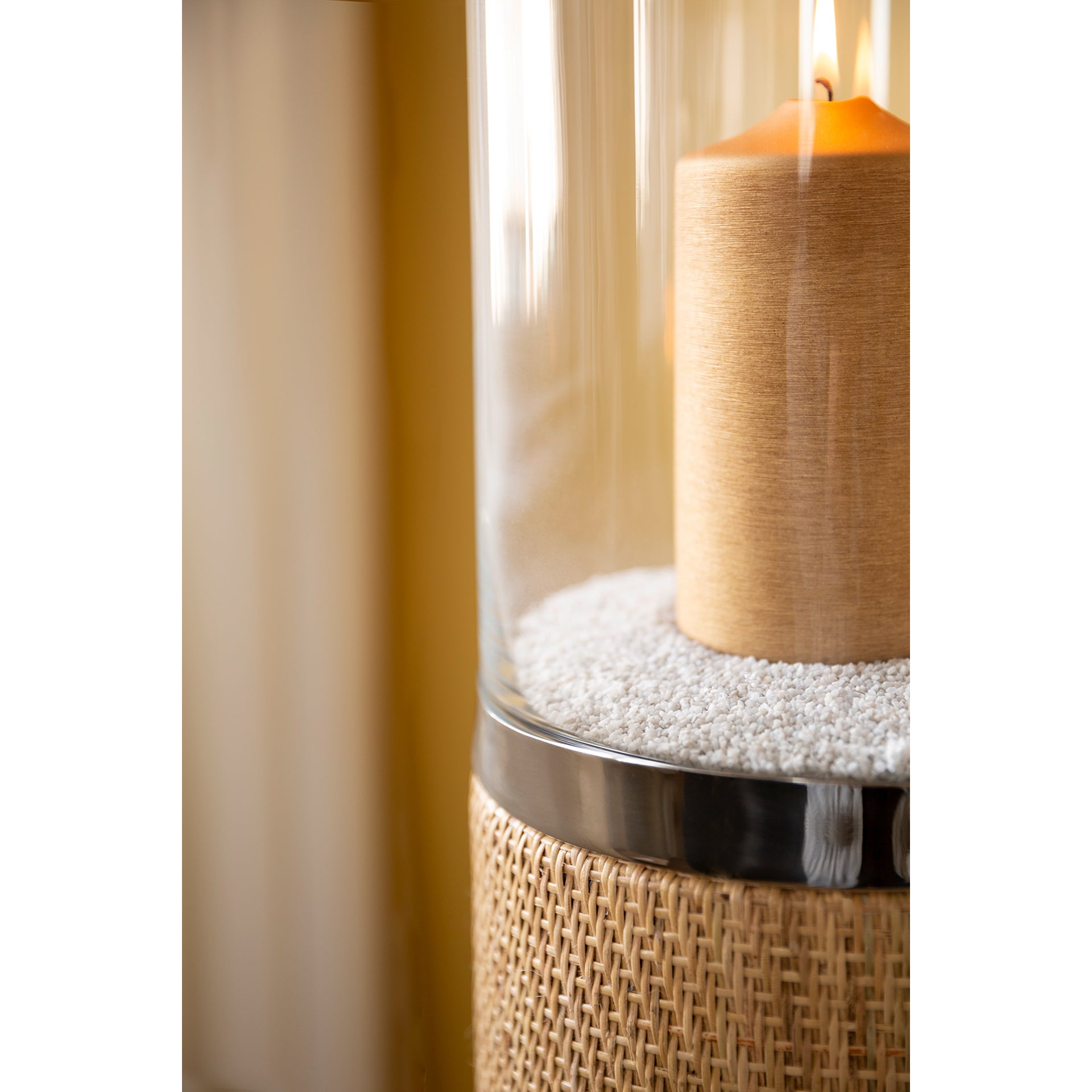 CATANIA Windlicht mit Glas silberfarben