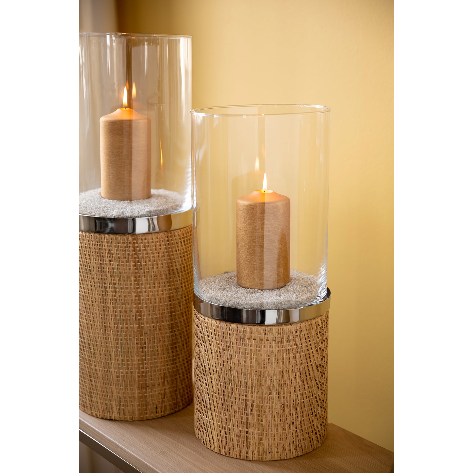 CATANIA Windlicht mit Glas silberfarben