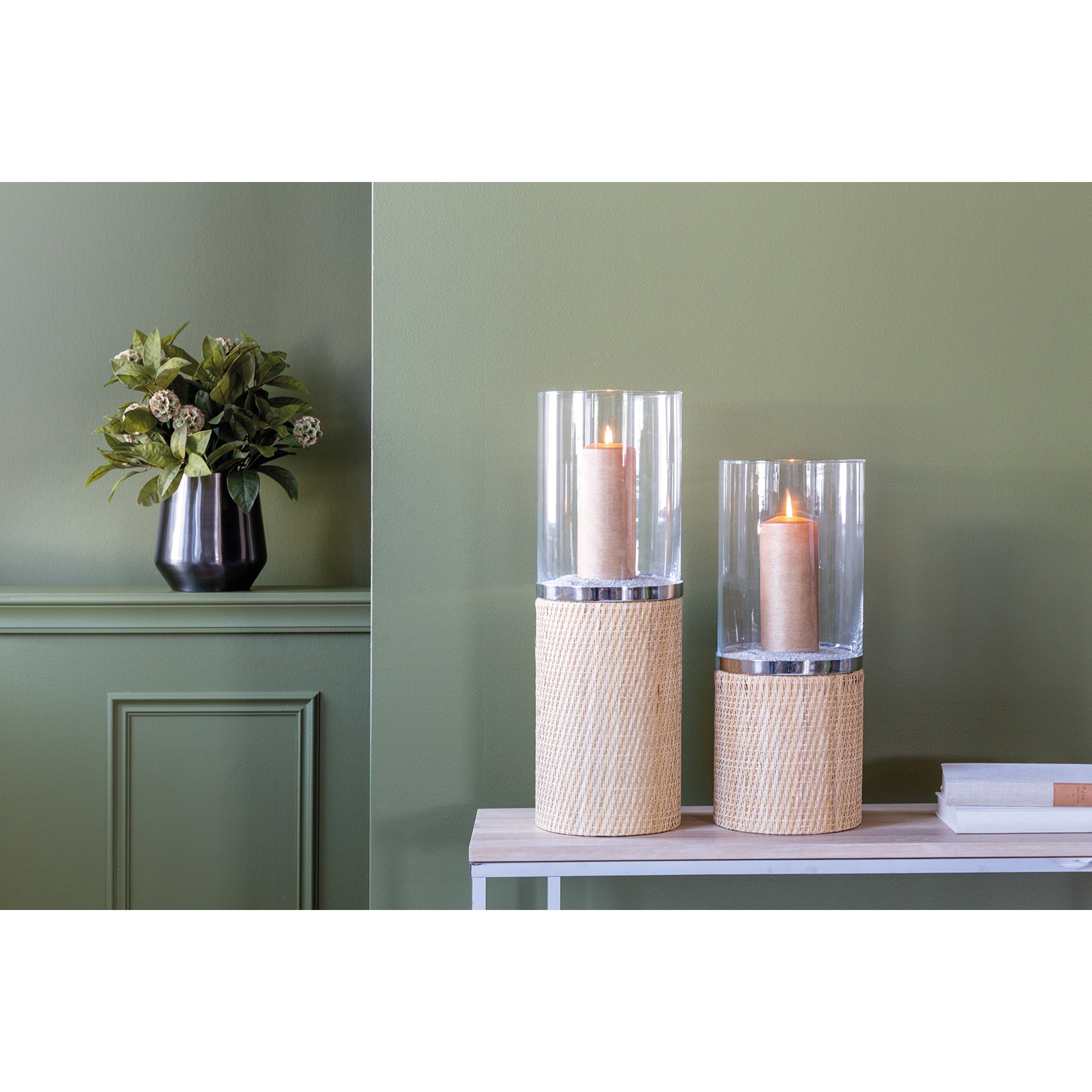 CATANIA Windlicht mit Glas silberfarben