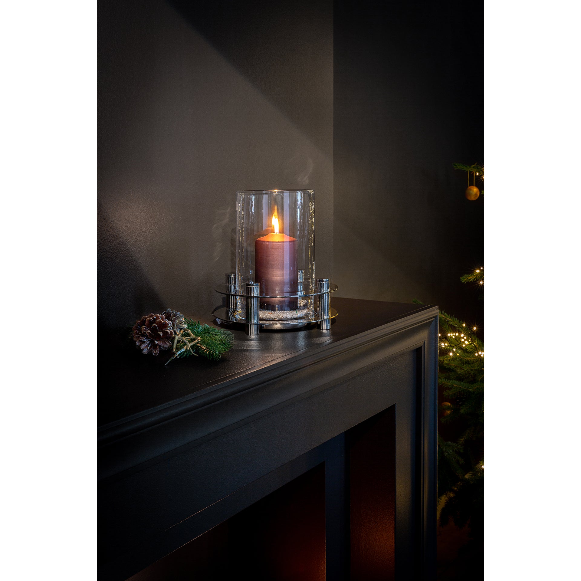 RICARDO Windlicht mit Glas silberfarben