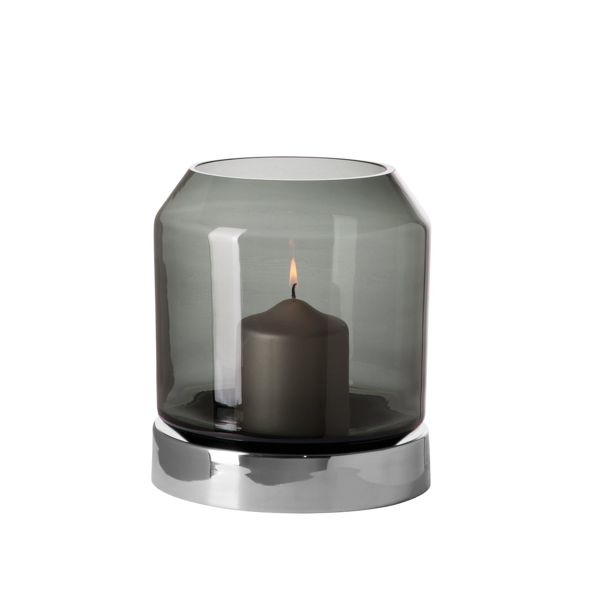 ORELIA Windlicht mit Glas silberfarben