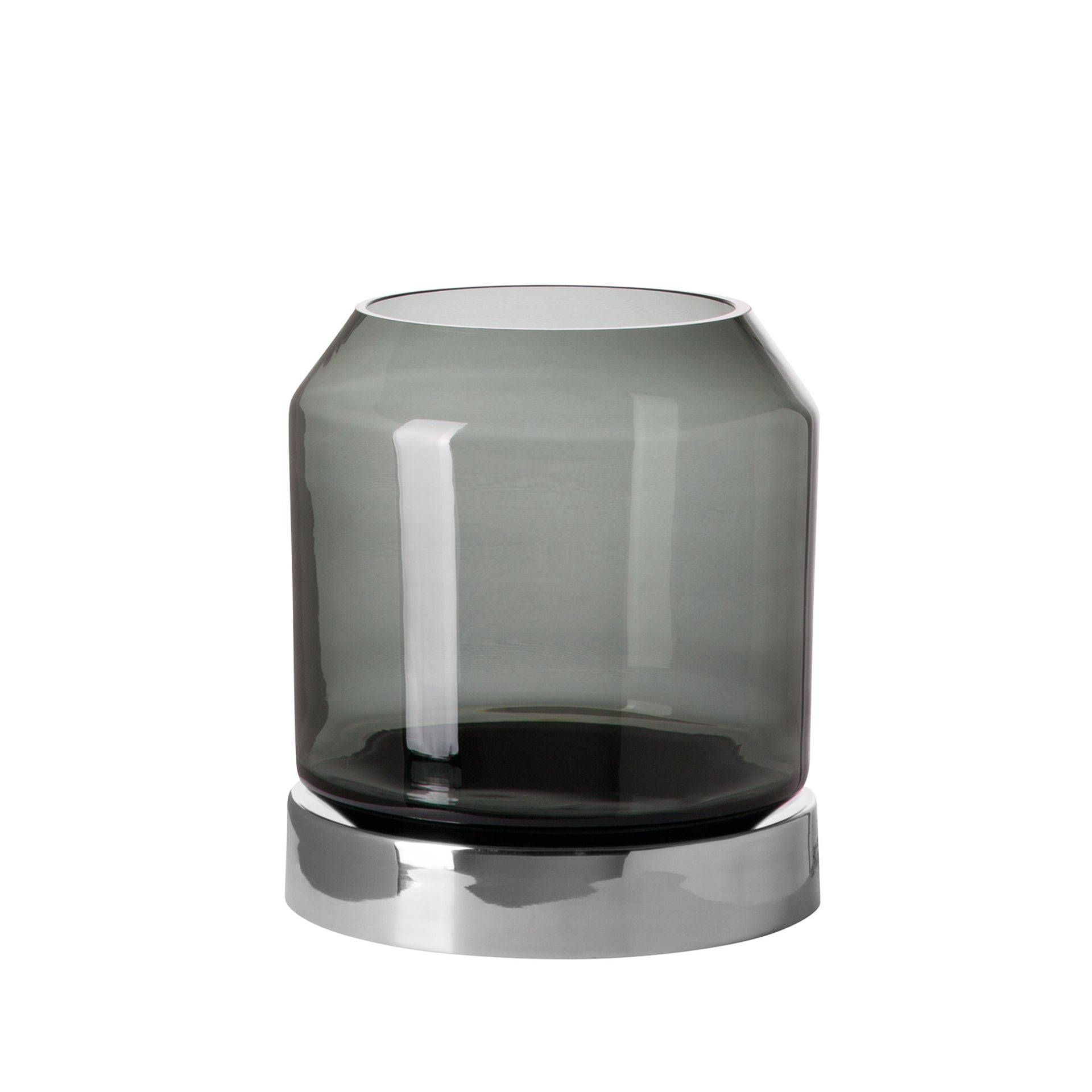 ORELIA Windlicht mit Glas silberfarben