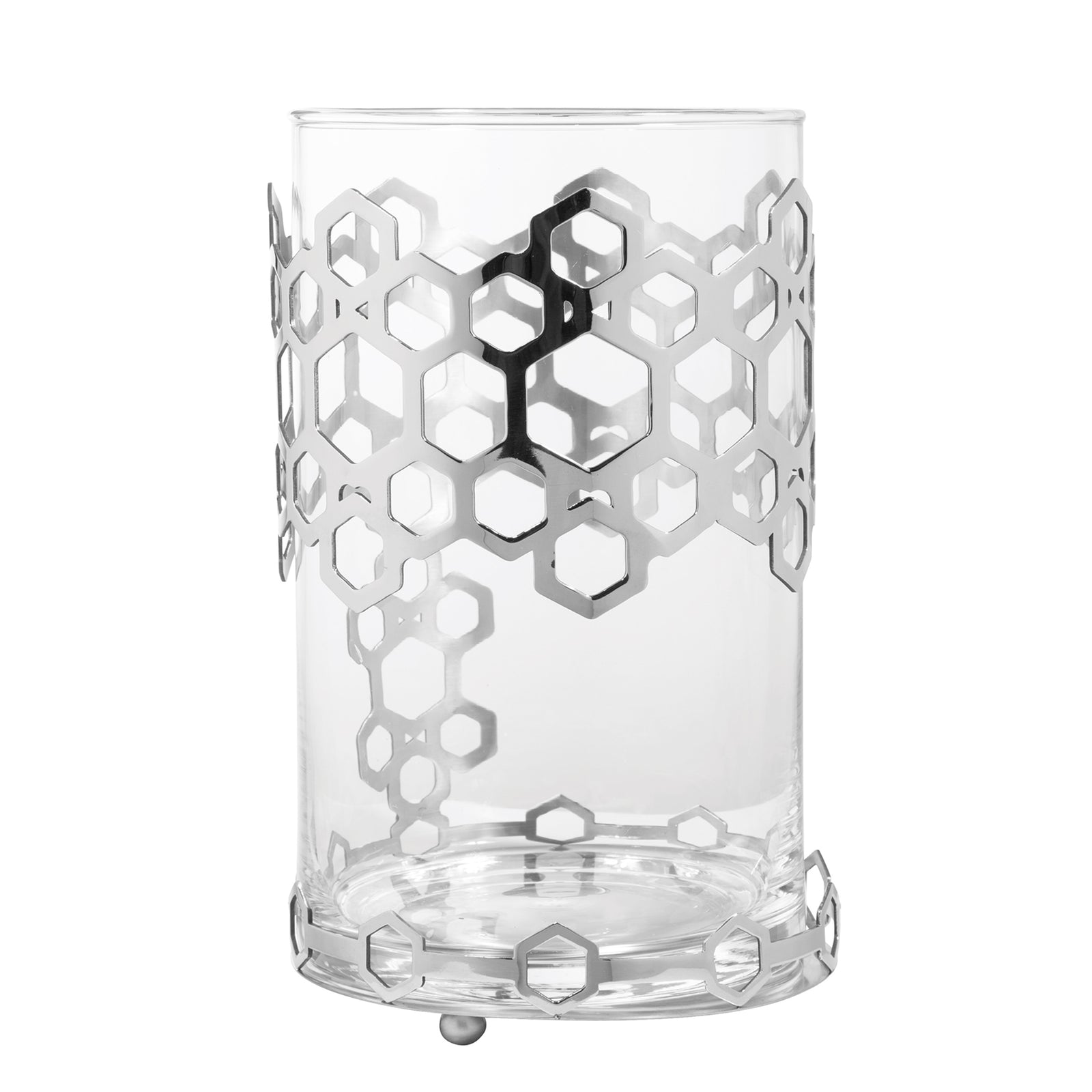 DELIGHT Windlicht mit Glas silberfarben