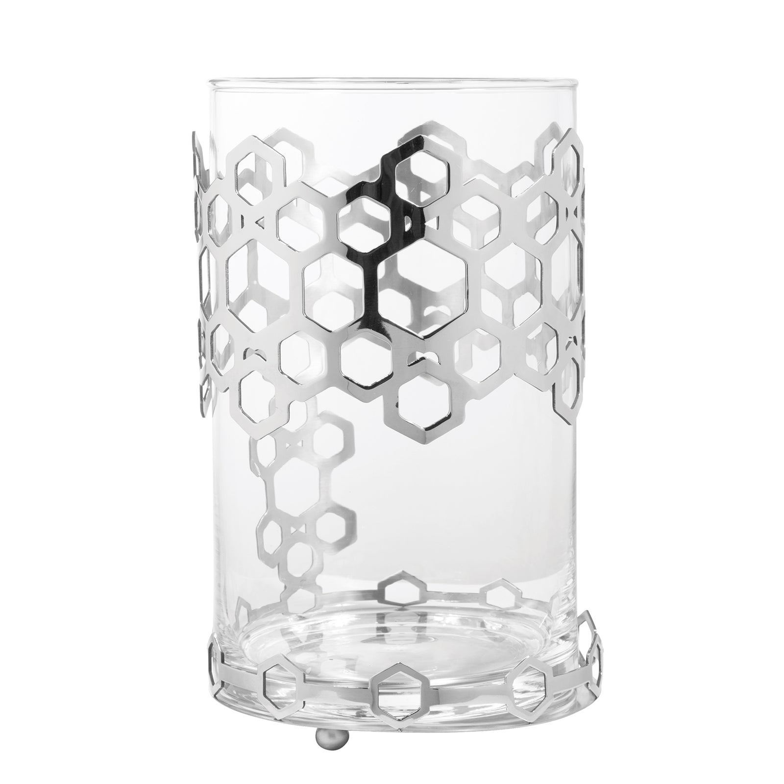DELIGHT Windlicht mit Glas silberfarben