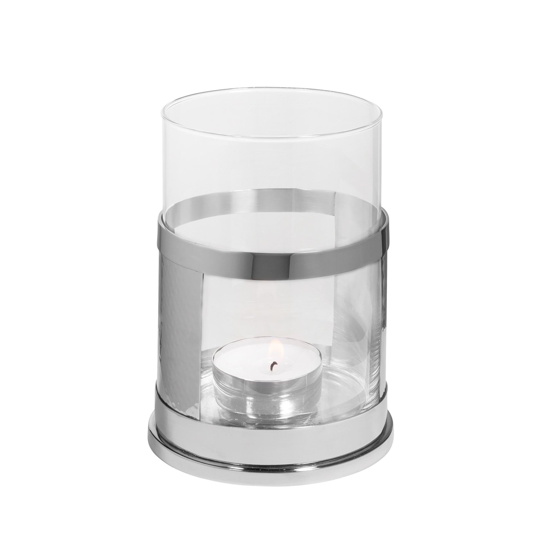 DOMO Windlicht mit Glas silberfarben