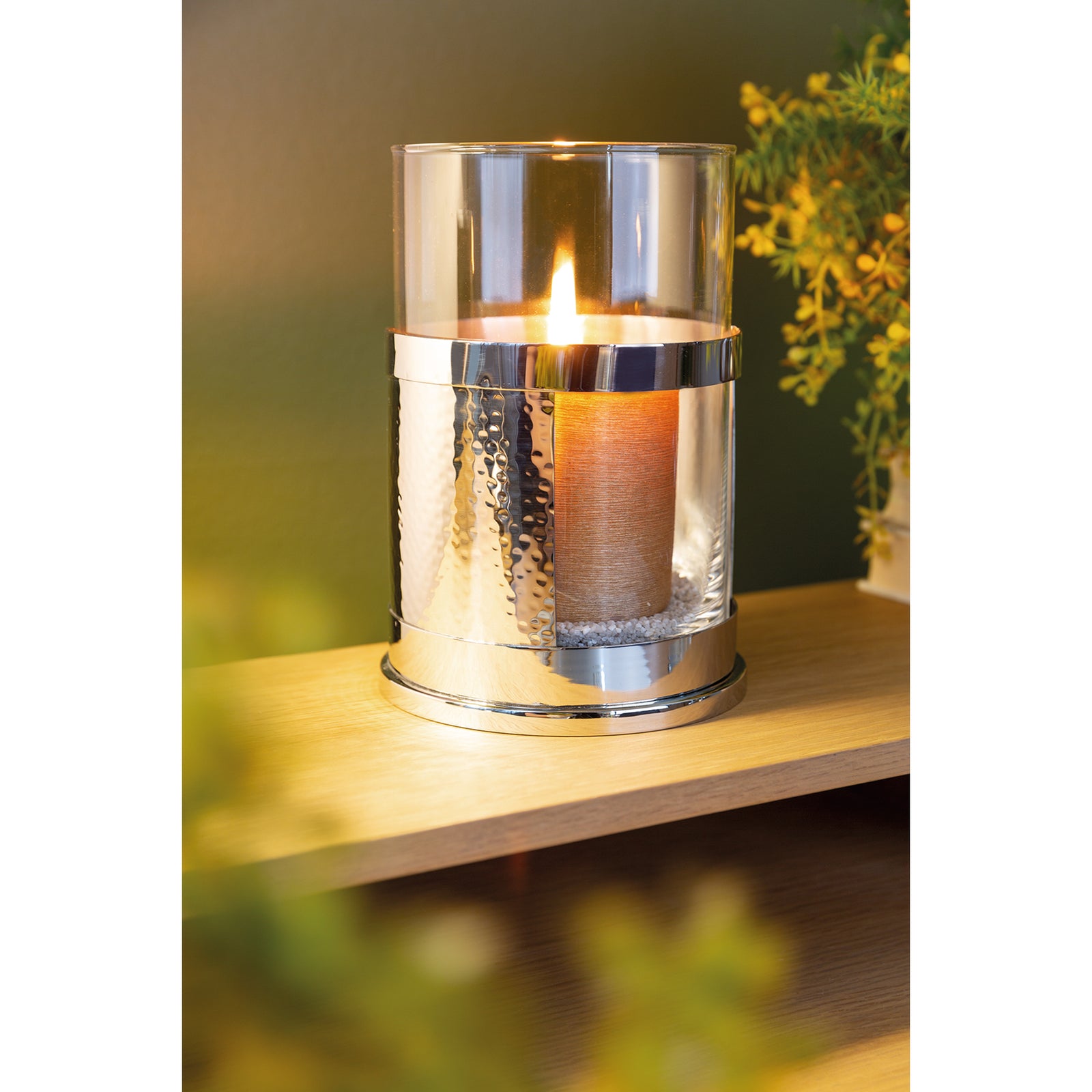 DOMO Windlicht mit Glas silberfarben
