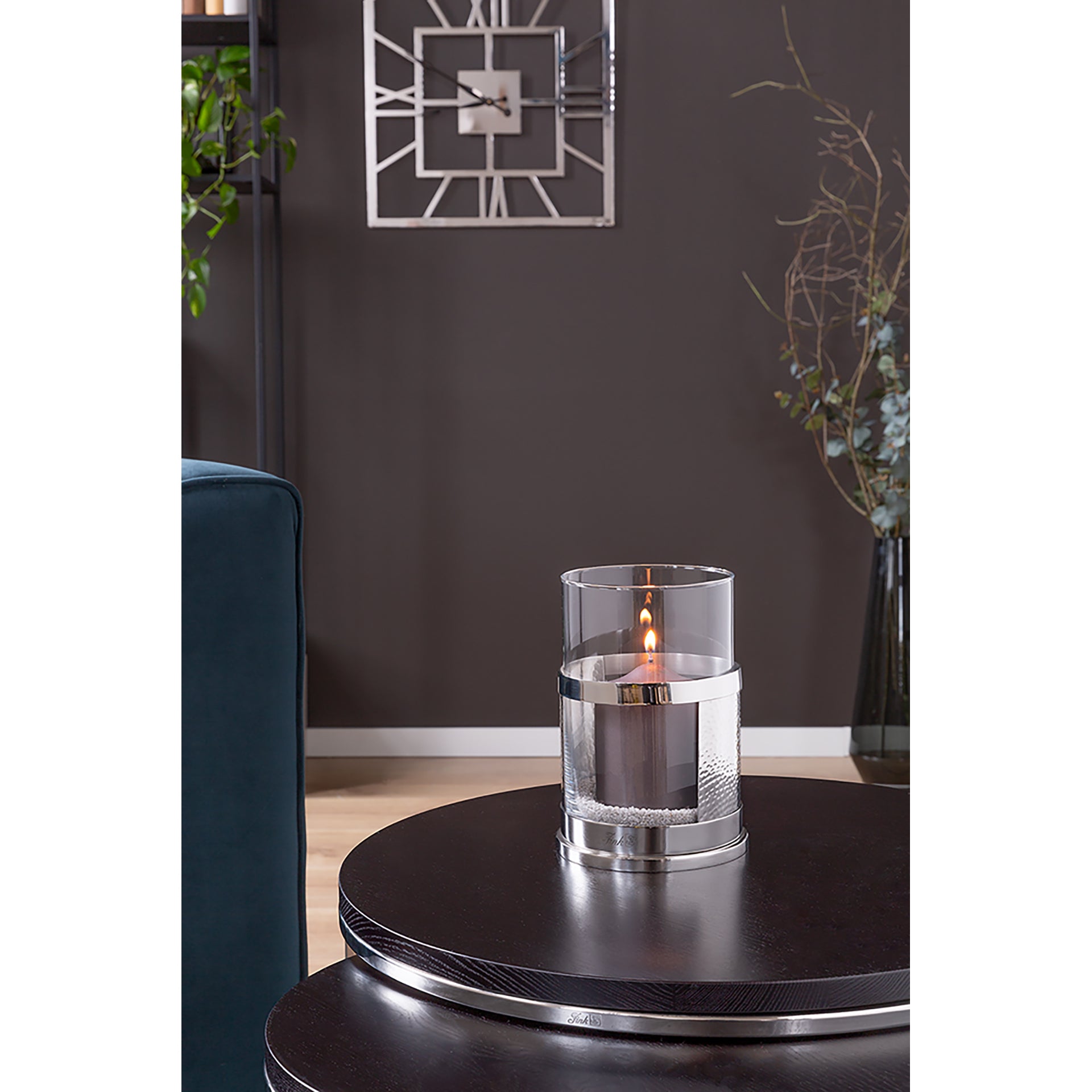 DOMO Windlicht mit Glas silberfarben