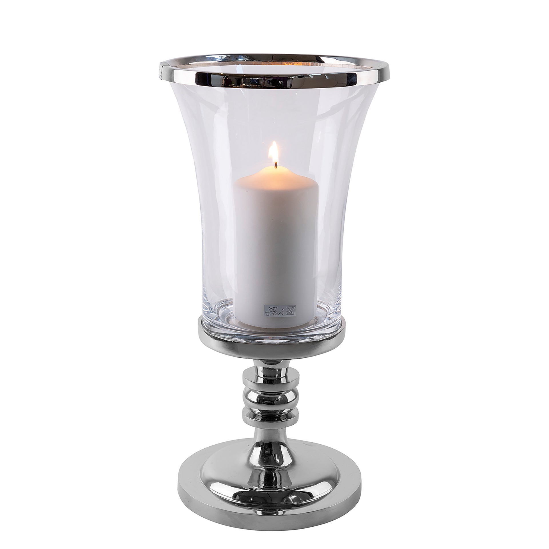 LYNETTE Windlicht mit Glas silberfarben