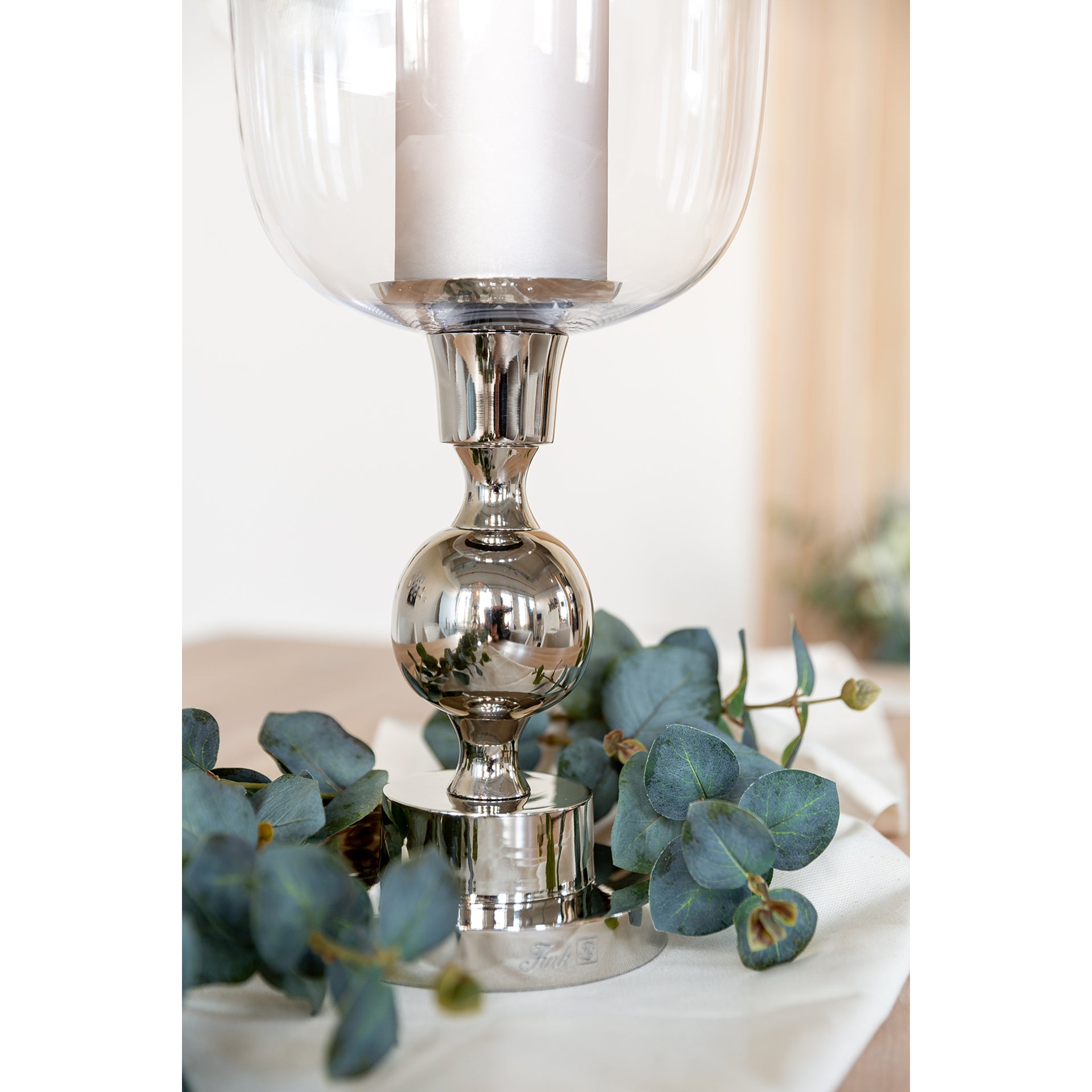 SAMANTA Windlicht mit Glas silberfarben