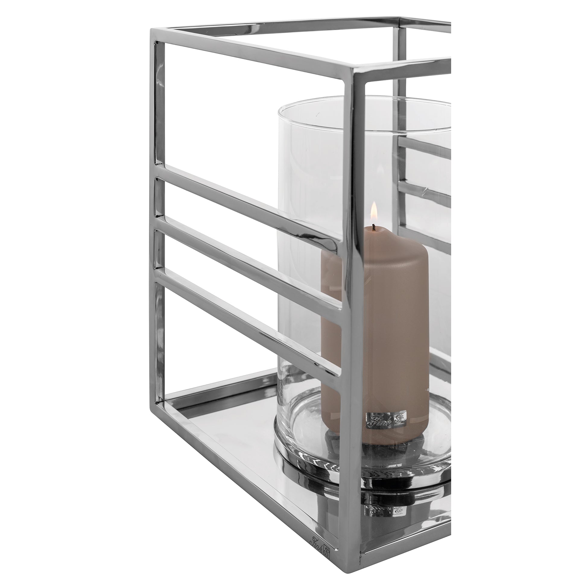 MALIBU Windlicht mit Glas silberfarben