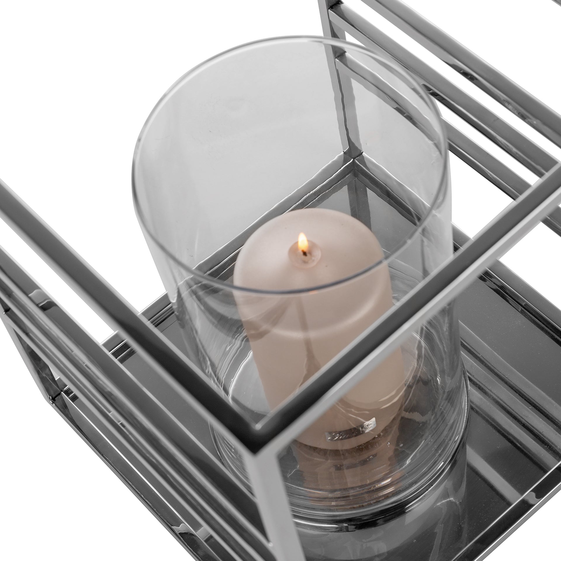 MALIBU Windlicht mit Glas silberfarben