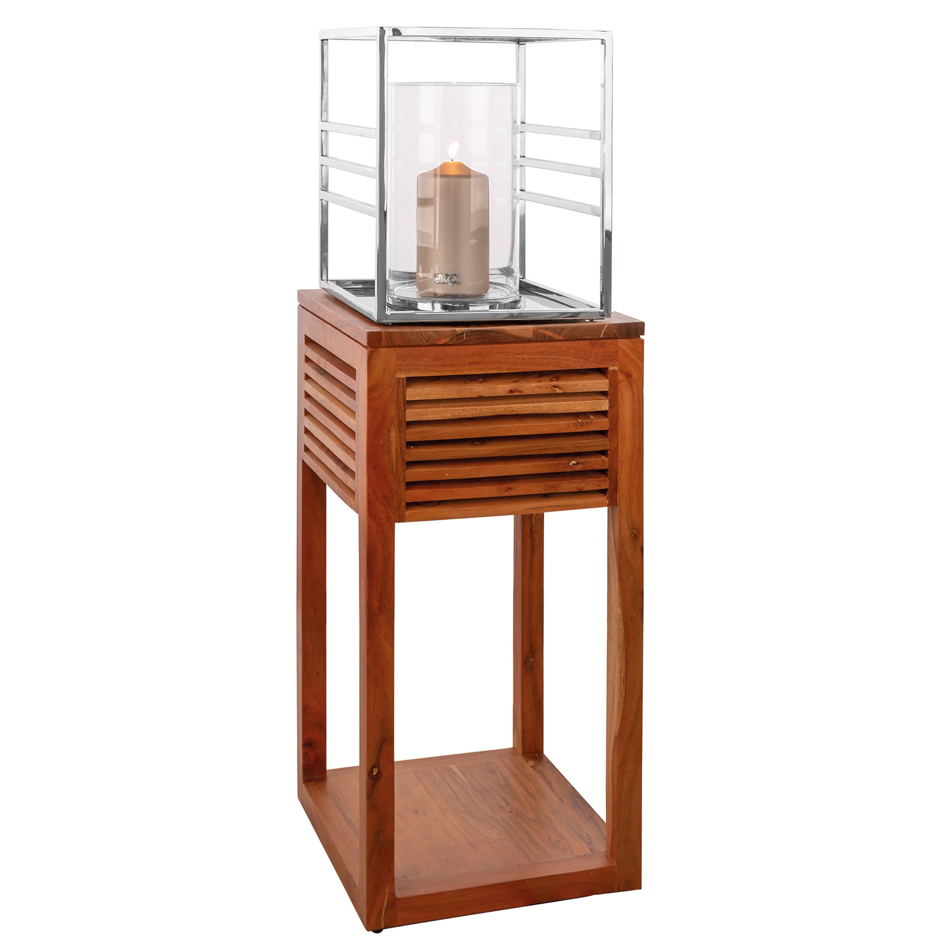 MALIBU Windlicht mit Glas silberfarben