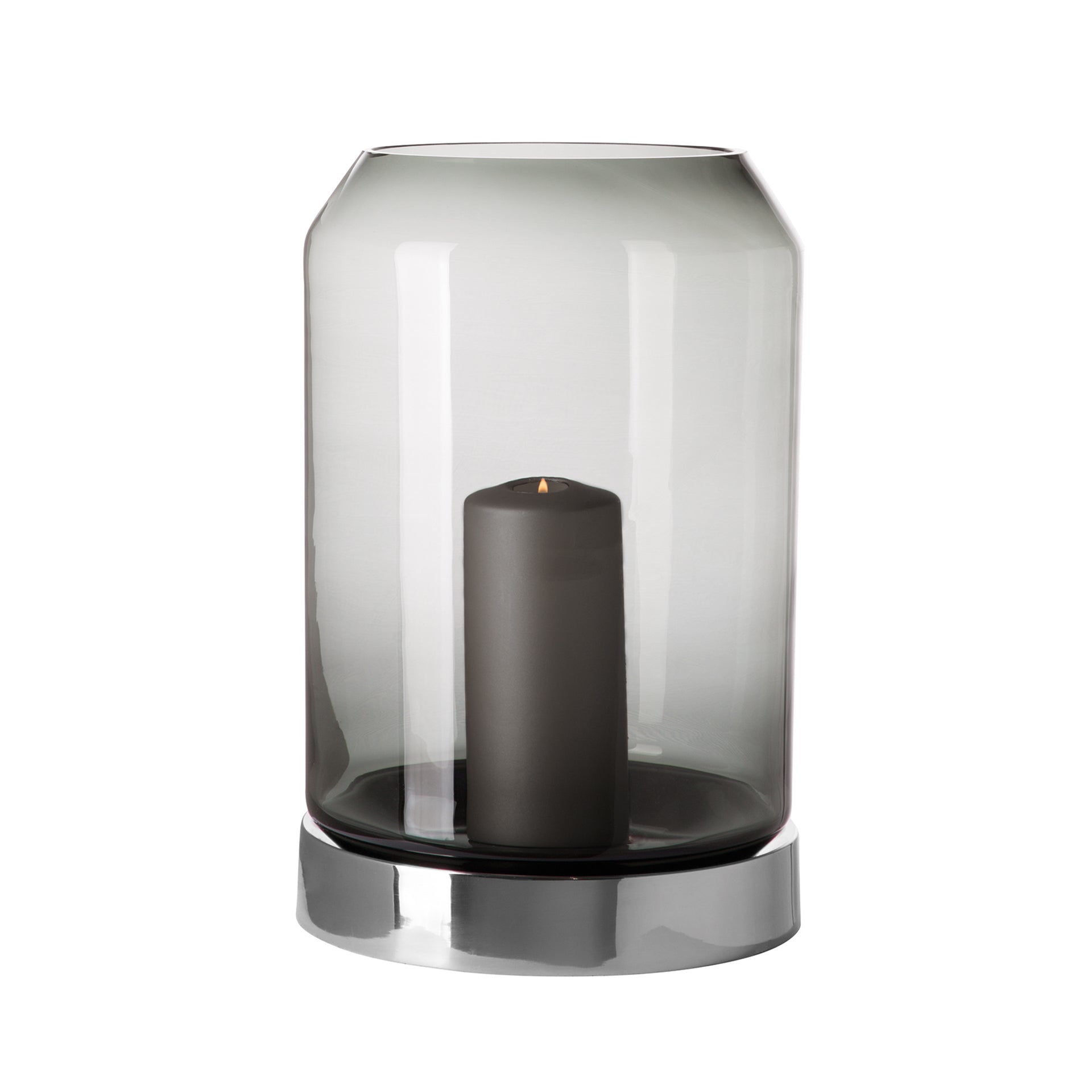 ORELIA Windlicht mit Glas silberfarben