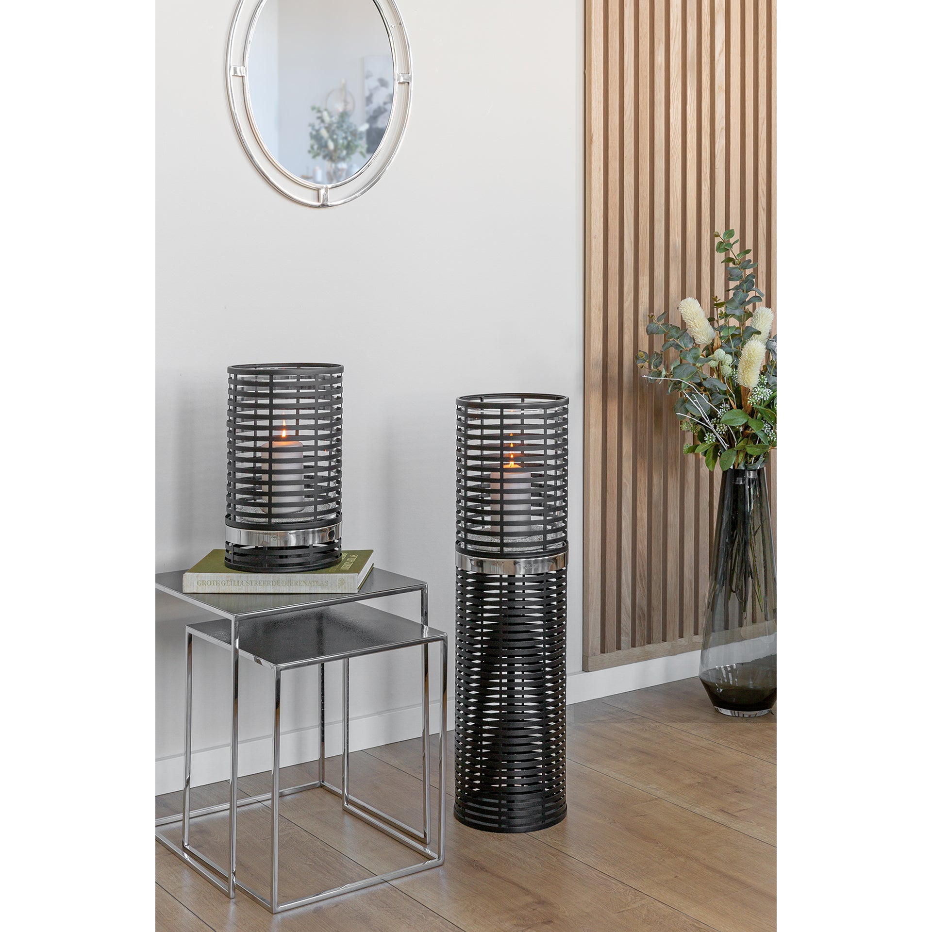 MATERA Windlicht mit Glas silberfarben