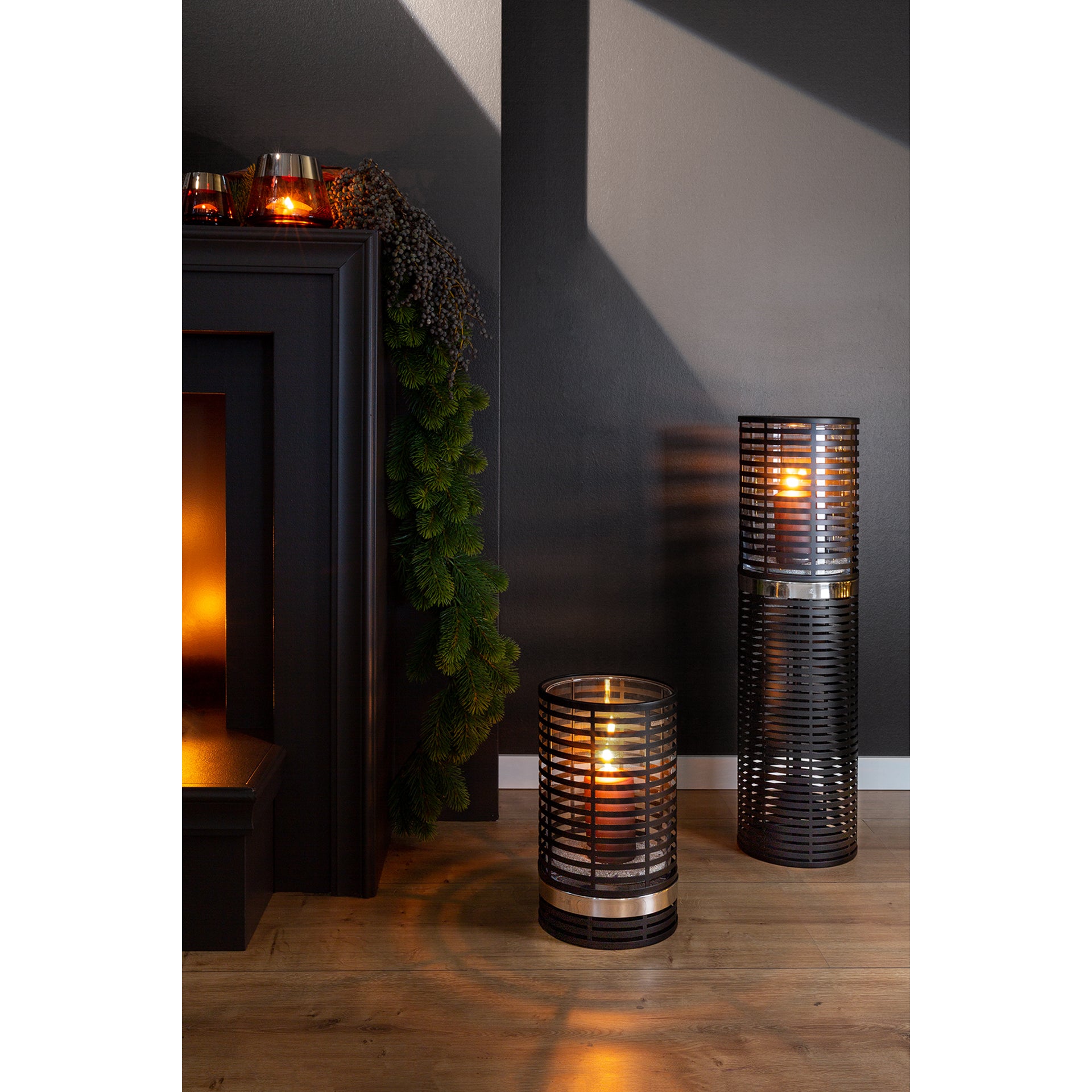 MATERA Windlicht mit Glas silberfarben