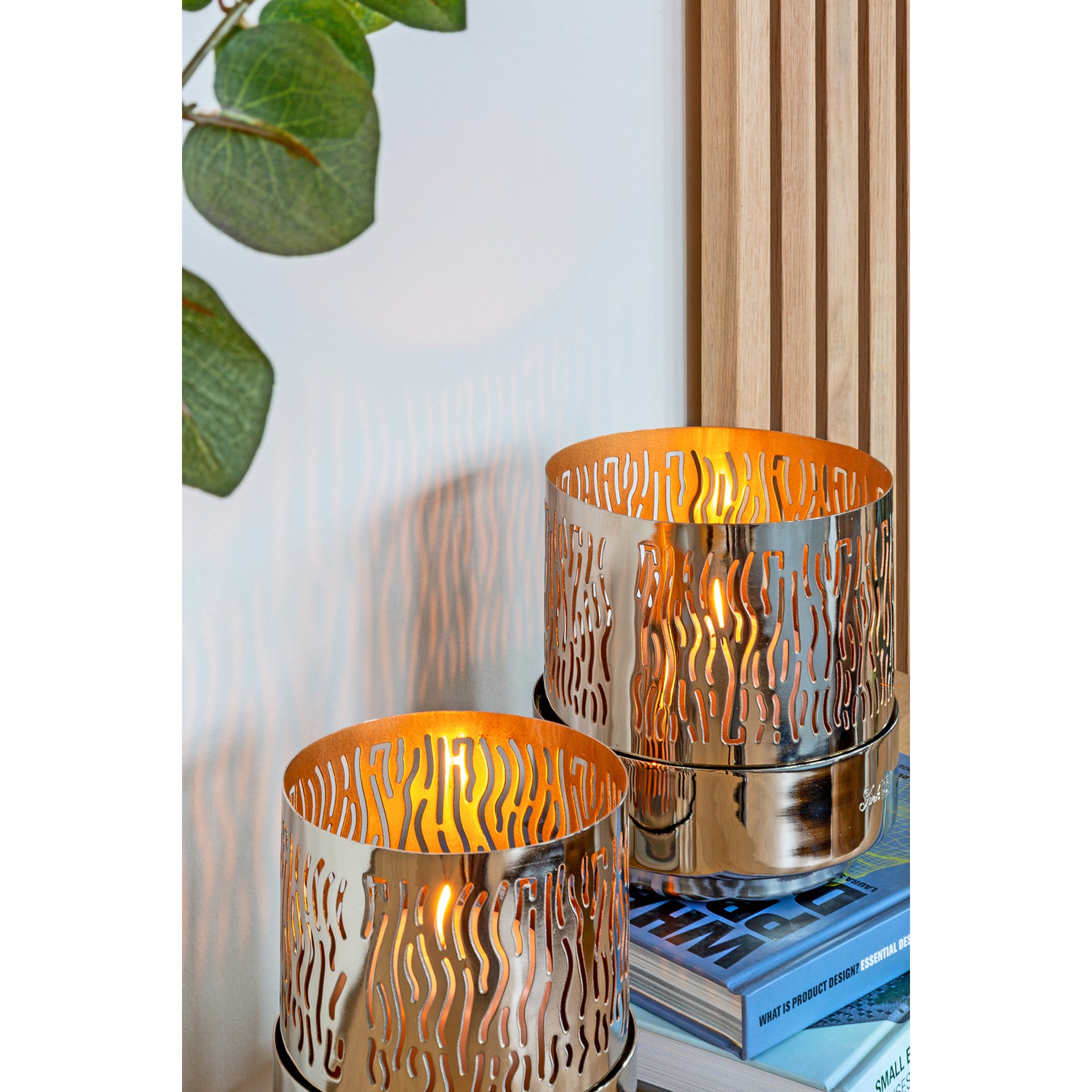 MARIAN Windlicht ohne Glas silberfarben