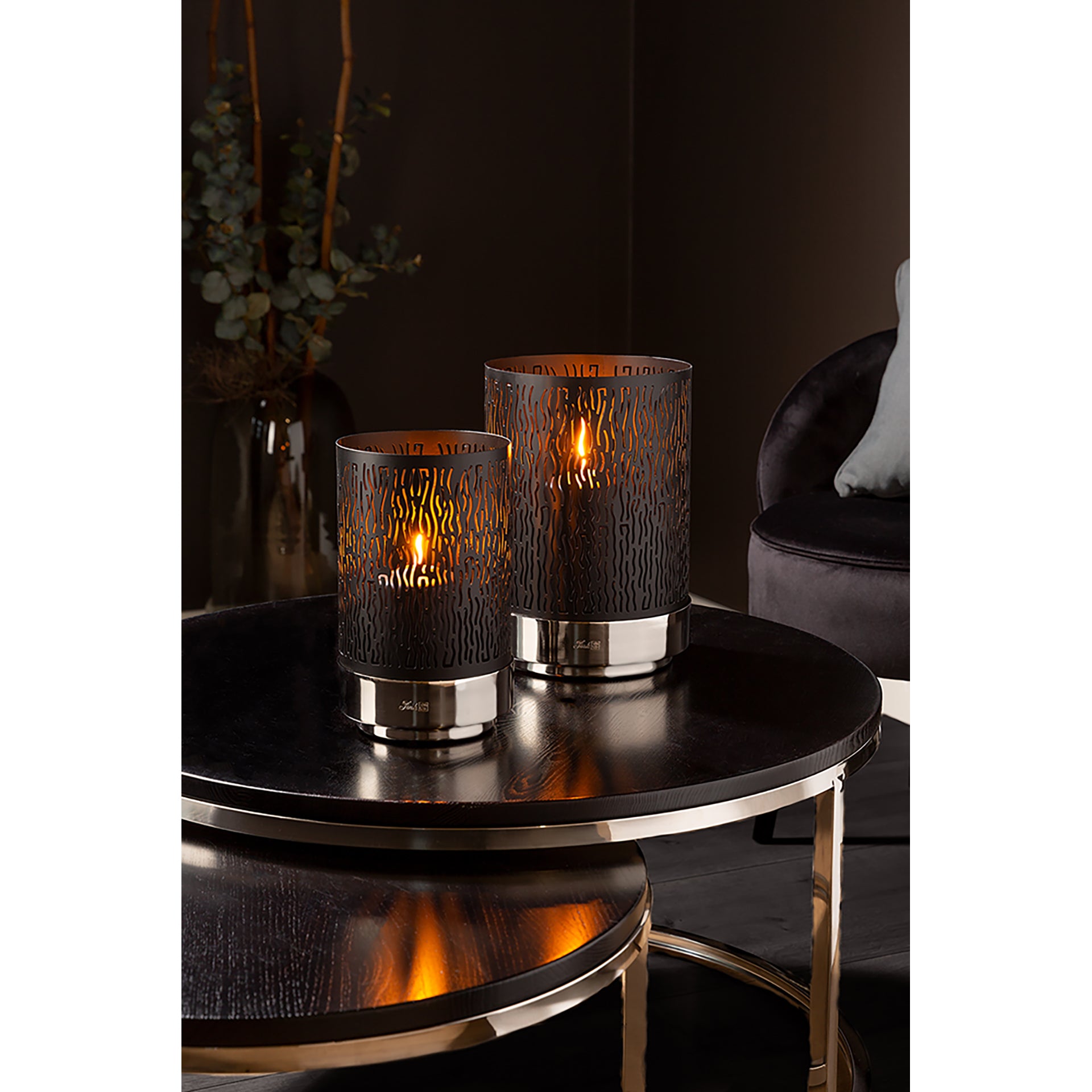 MARIAN Windlicht ohne Glas silberfarben