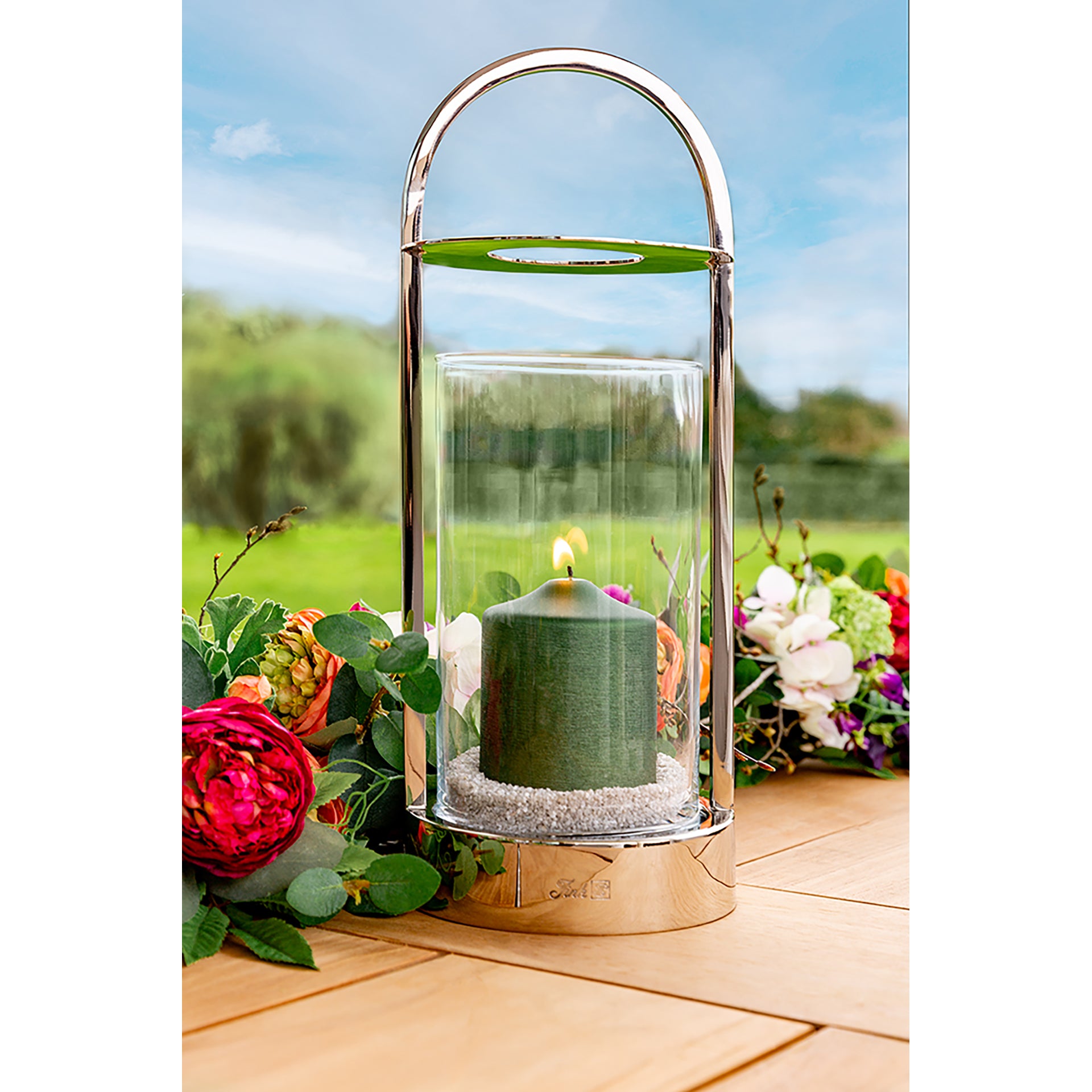 LAKIS Windlicht mit Glas silberfarben