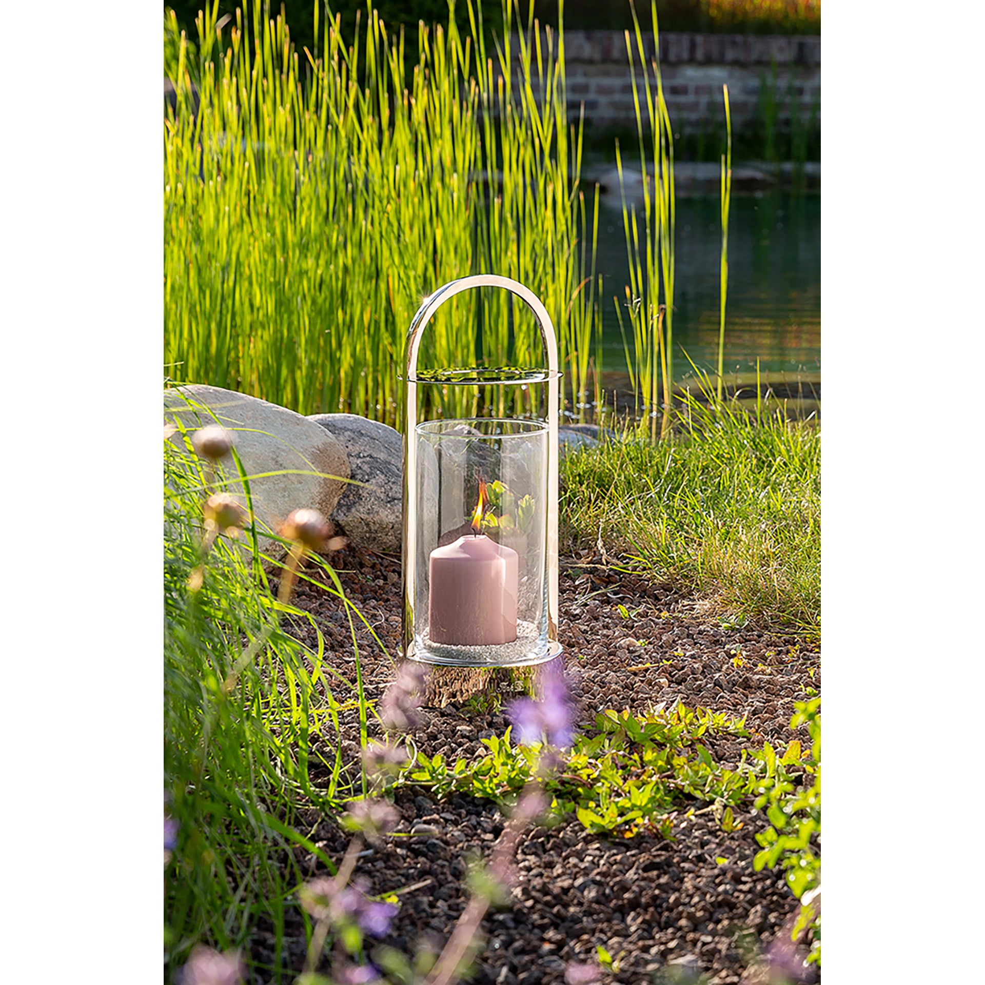 LAKIS Windlicht mit Glas silberfarben