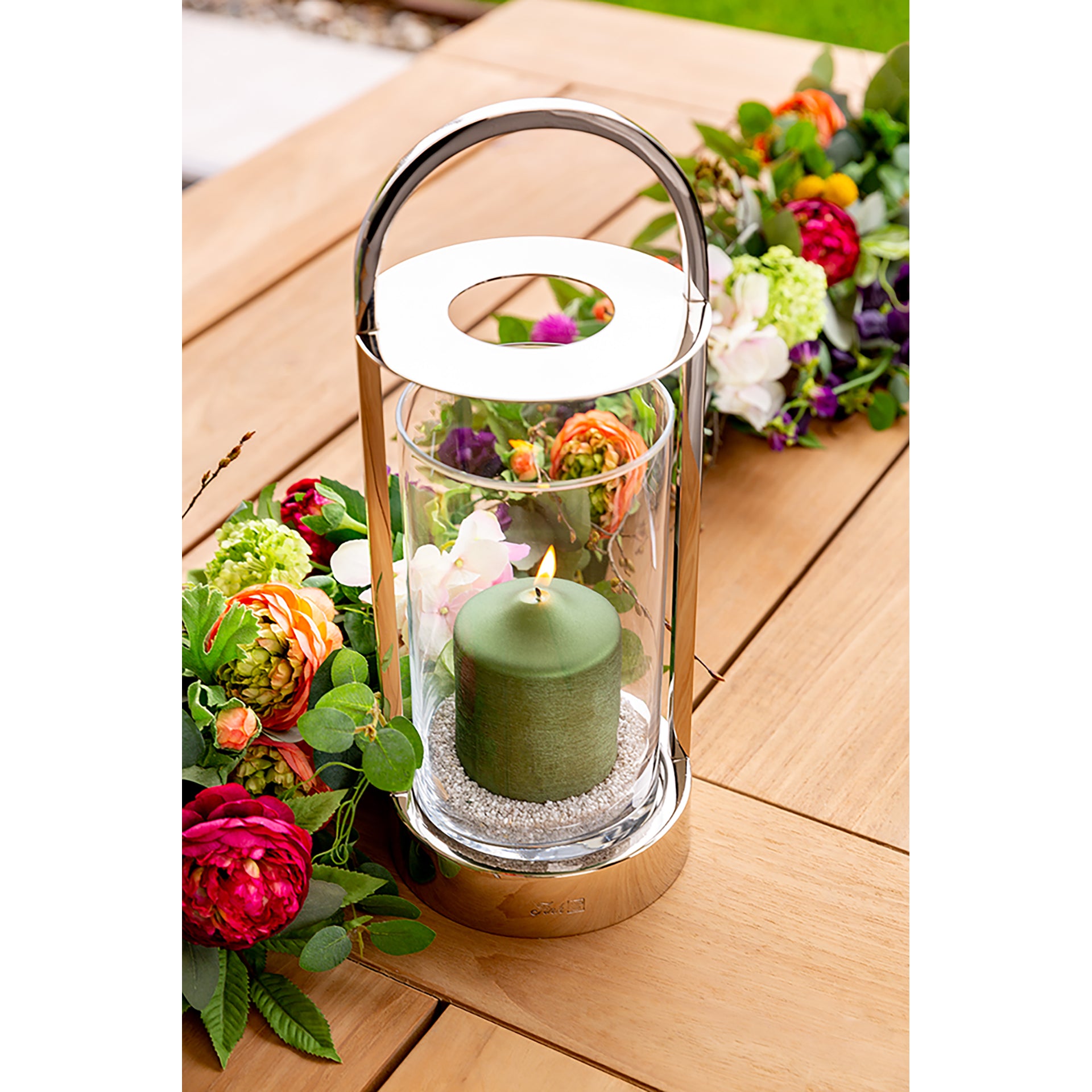 LAKIS Windlicht mit Glas silberfarben