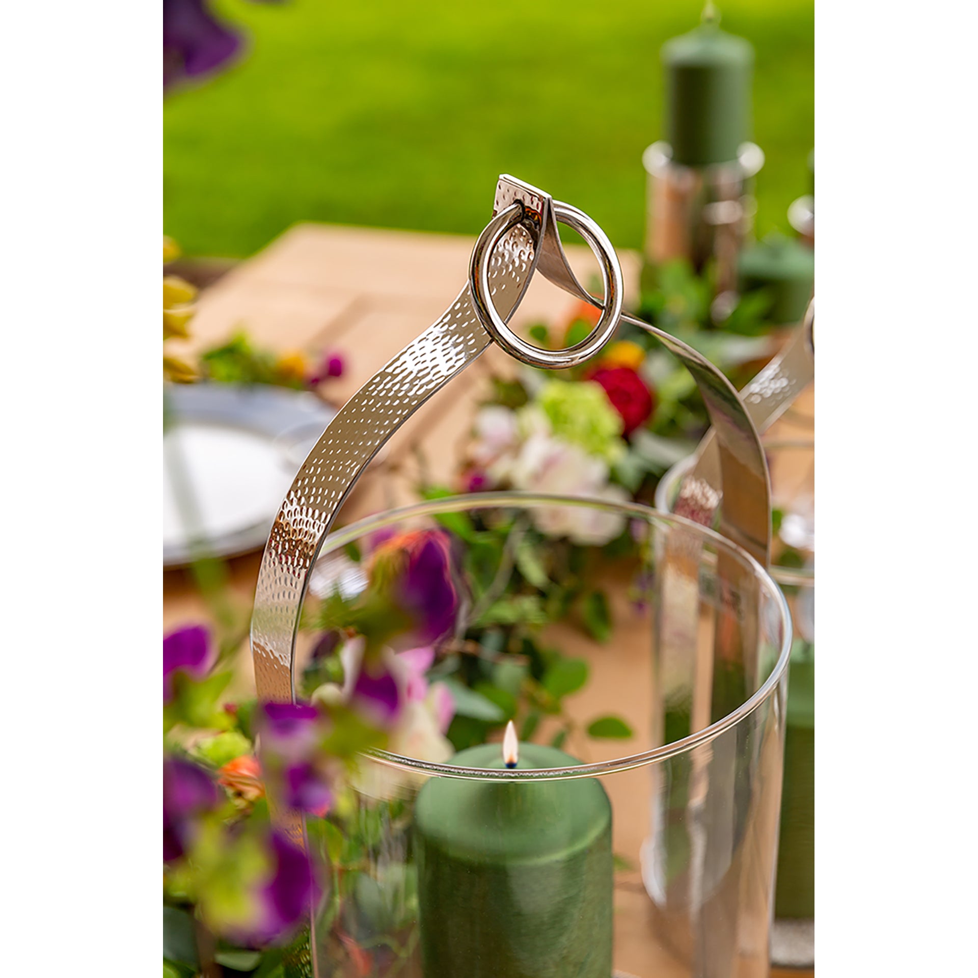 LONIDA Windlicht mit Glas silberfarben