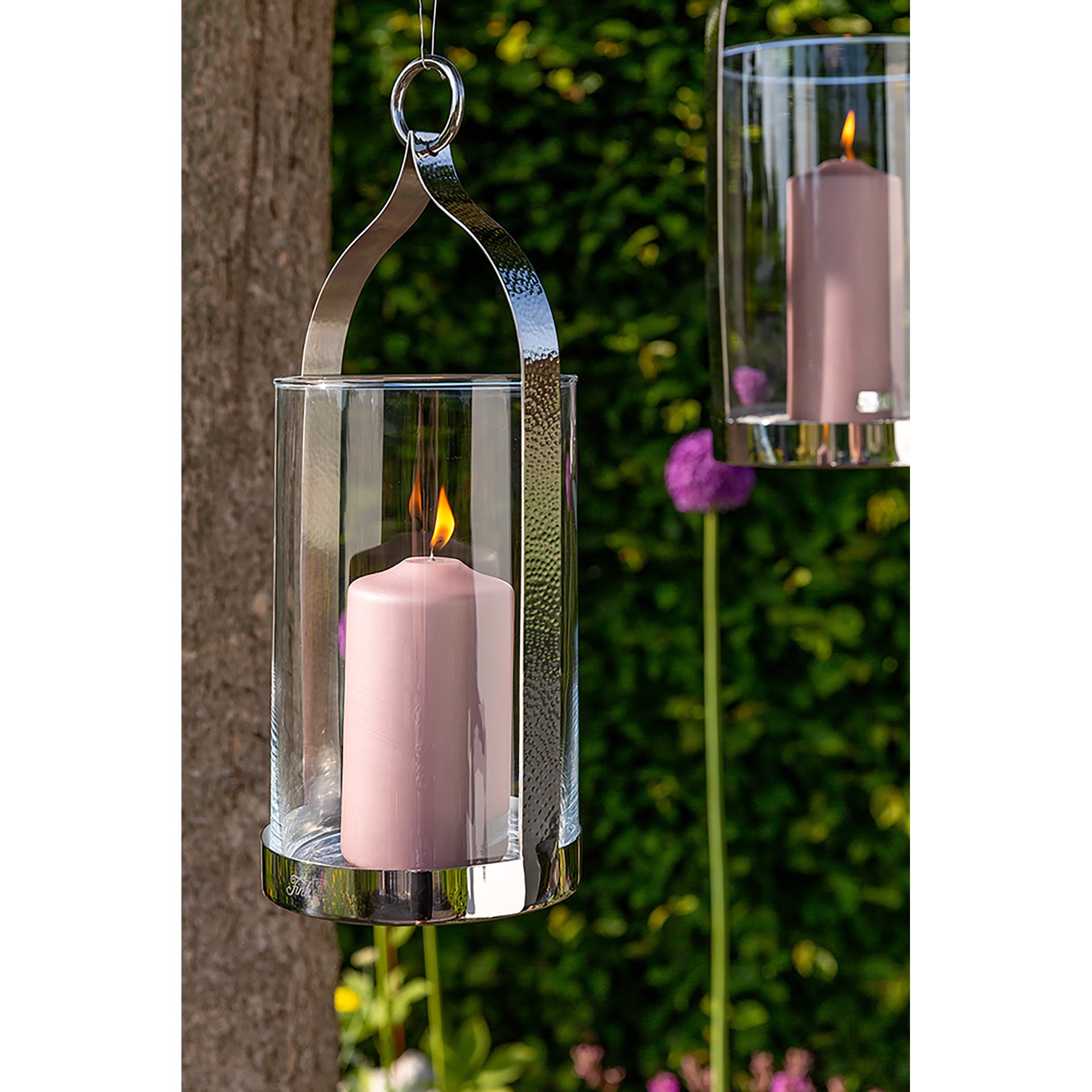 LONIDA Windlicht mit Glas silberfarben