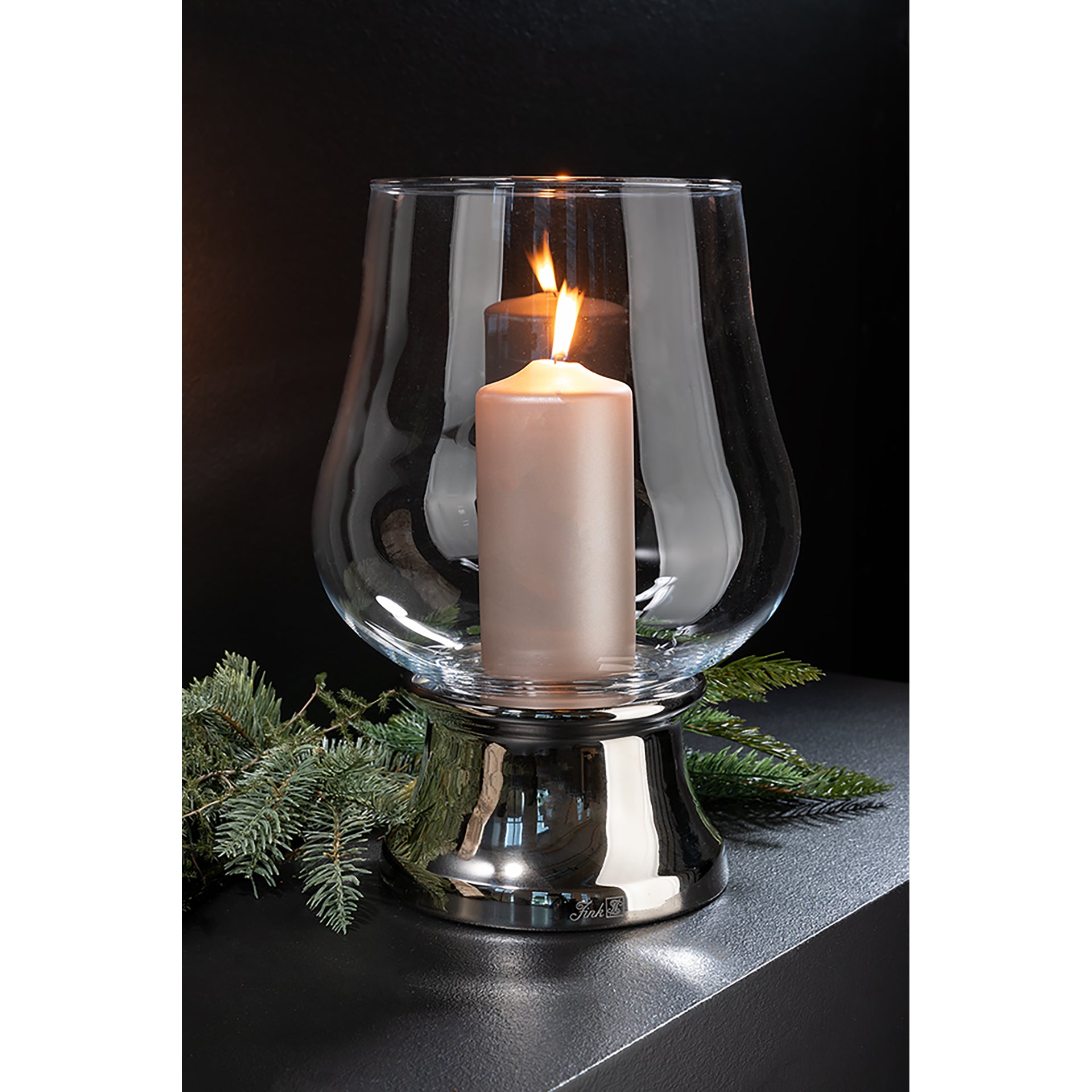 PALINA Windlicht mit Glas silberfarben