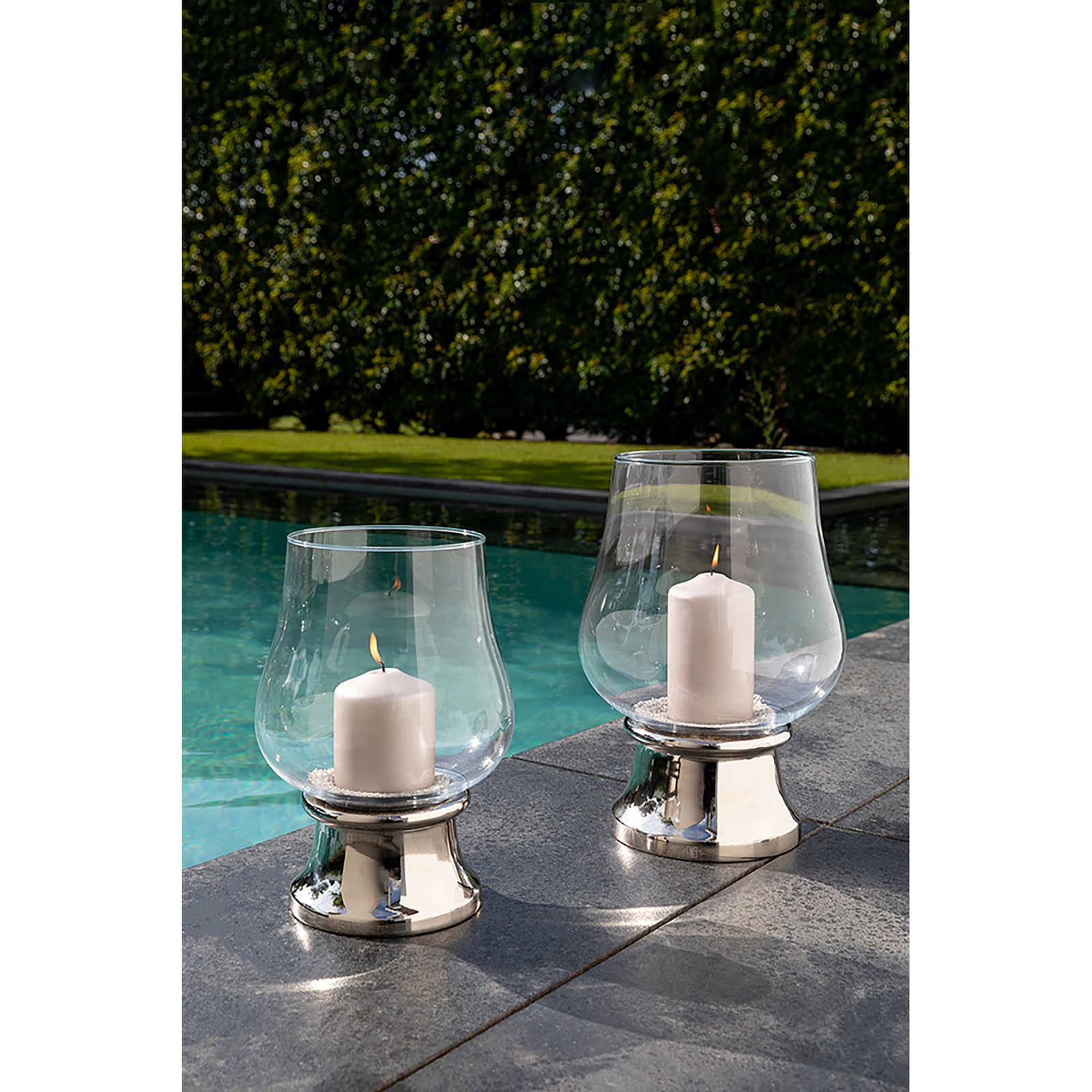 PALINA Windlicht mit Glas silberfarben