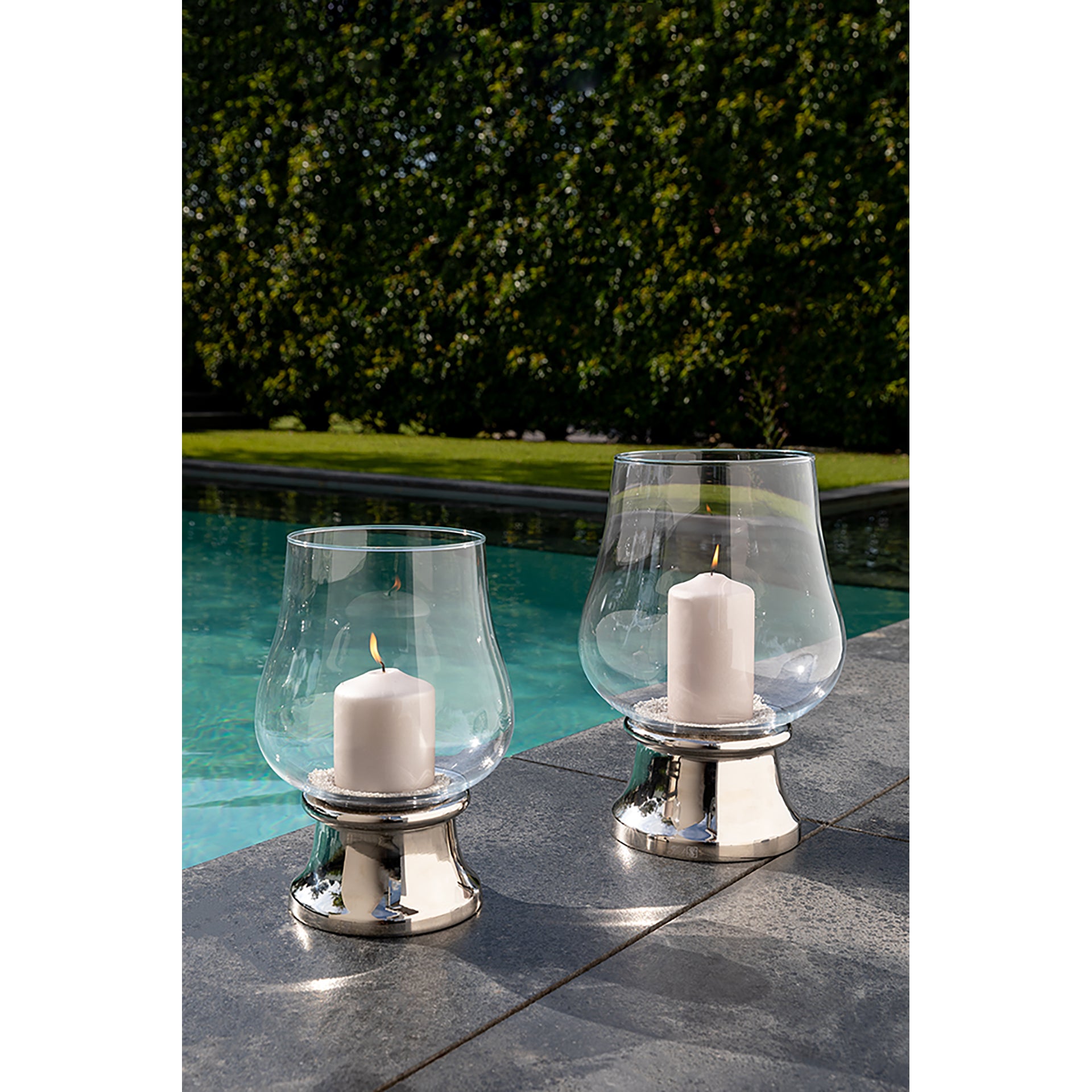 PALINA Windlicht mit Glas silberfarben