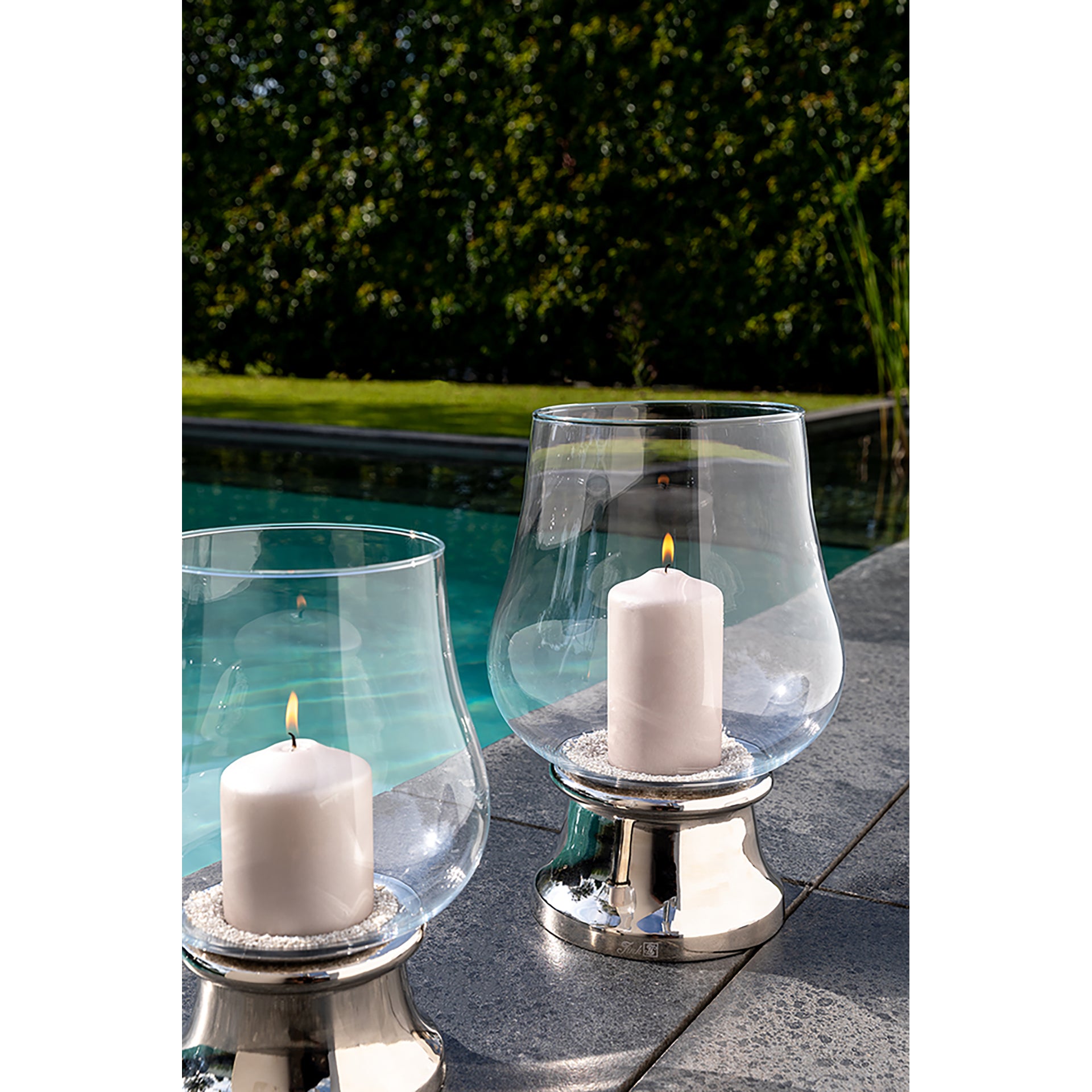 PALINA Windlicht mit Glas silberfarben