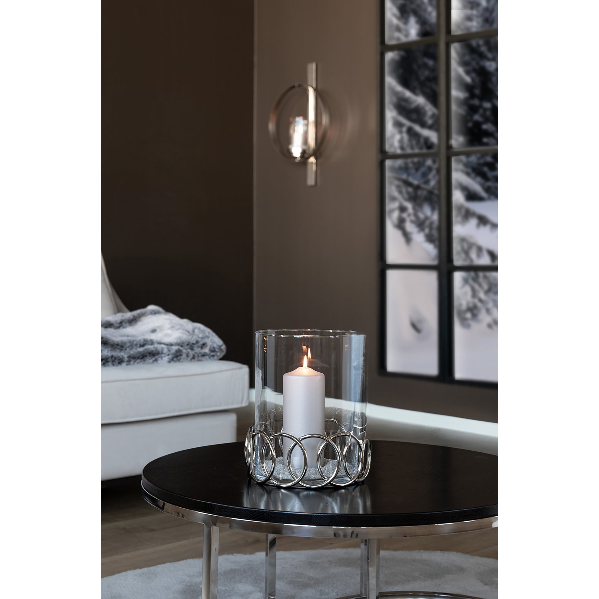 JUWEL Windlicht mit Glas silberfarben