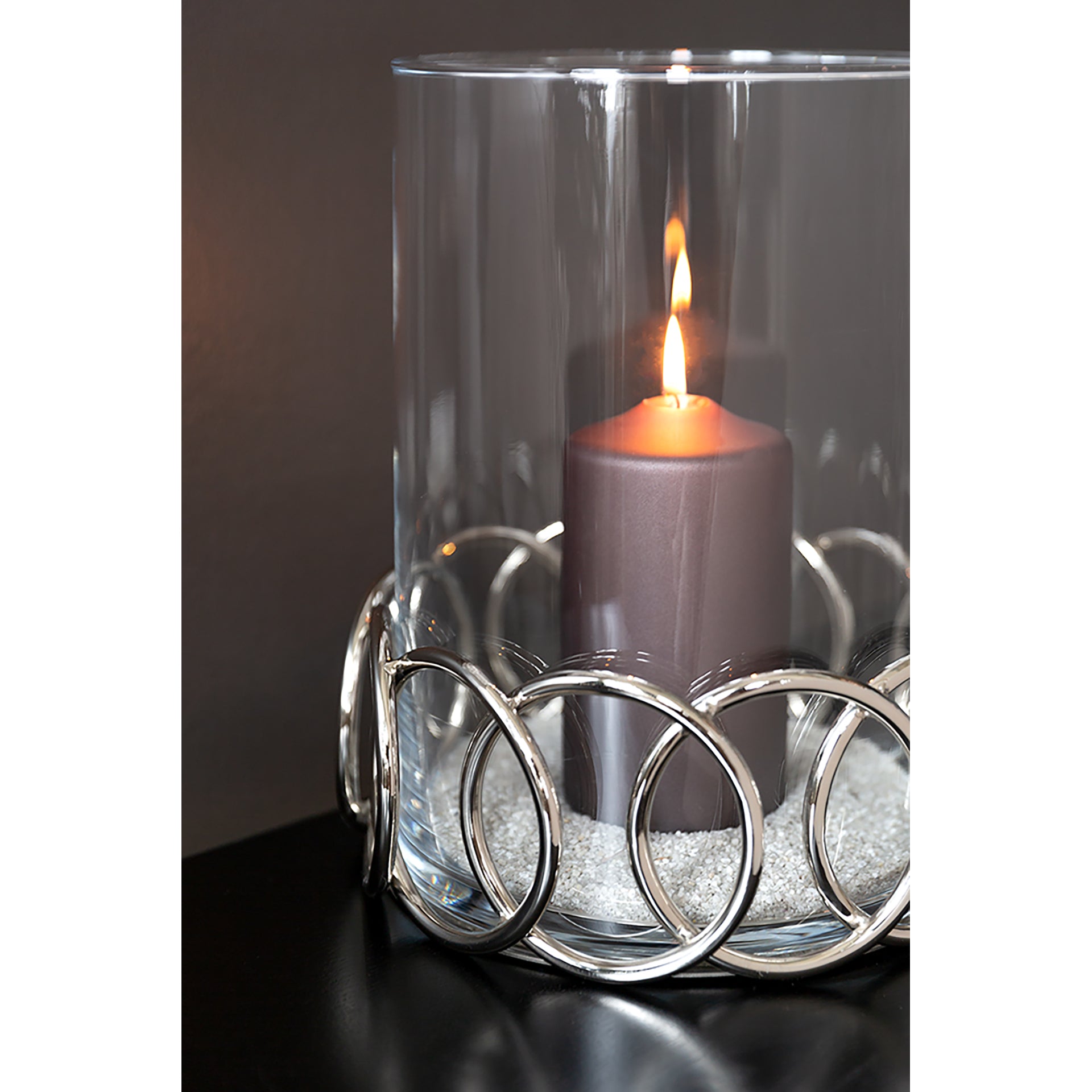 JUWEL Windlicht mit Glas silberfarben