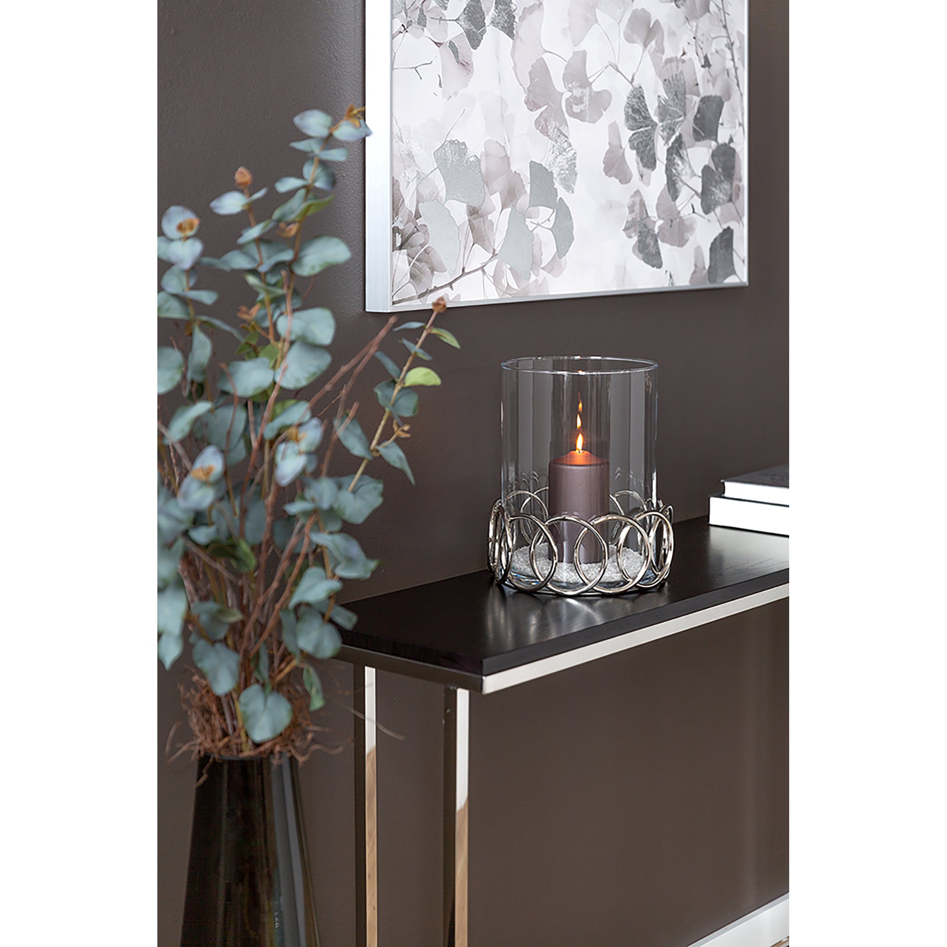 JUWEL Windlicht mit Glas silberfarben