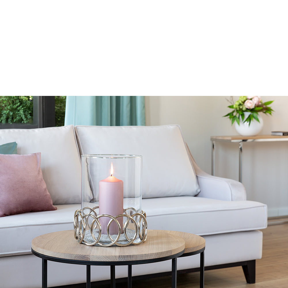 JUWEL Windlicht mit Glas silberfarben