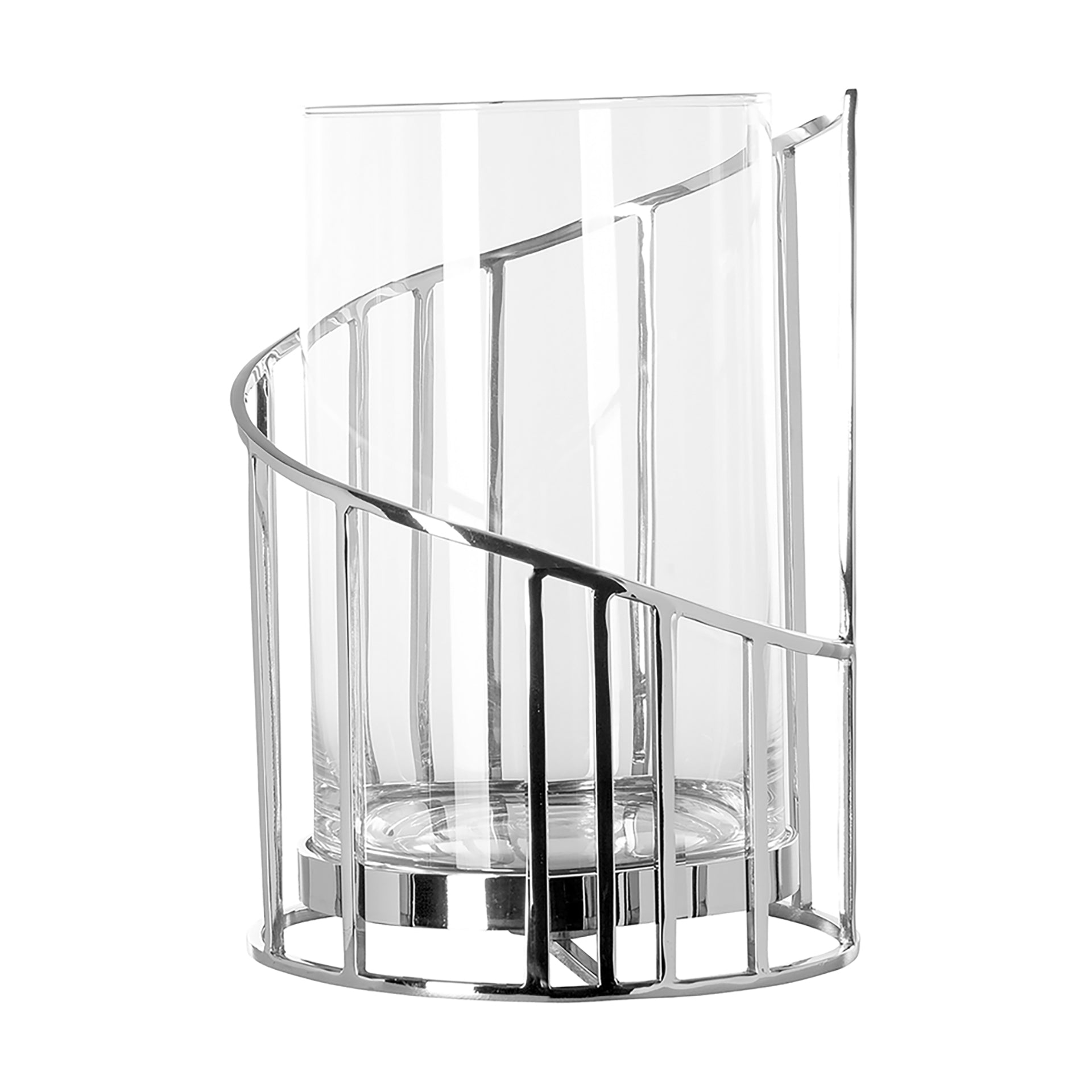 CELINE Windlicht mit Glas silberfarben