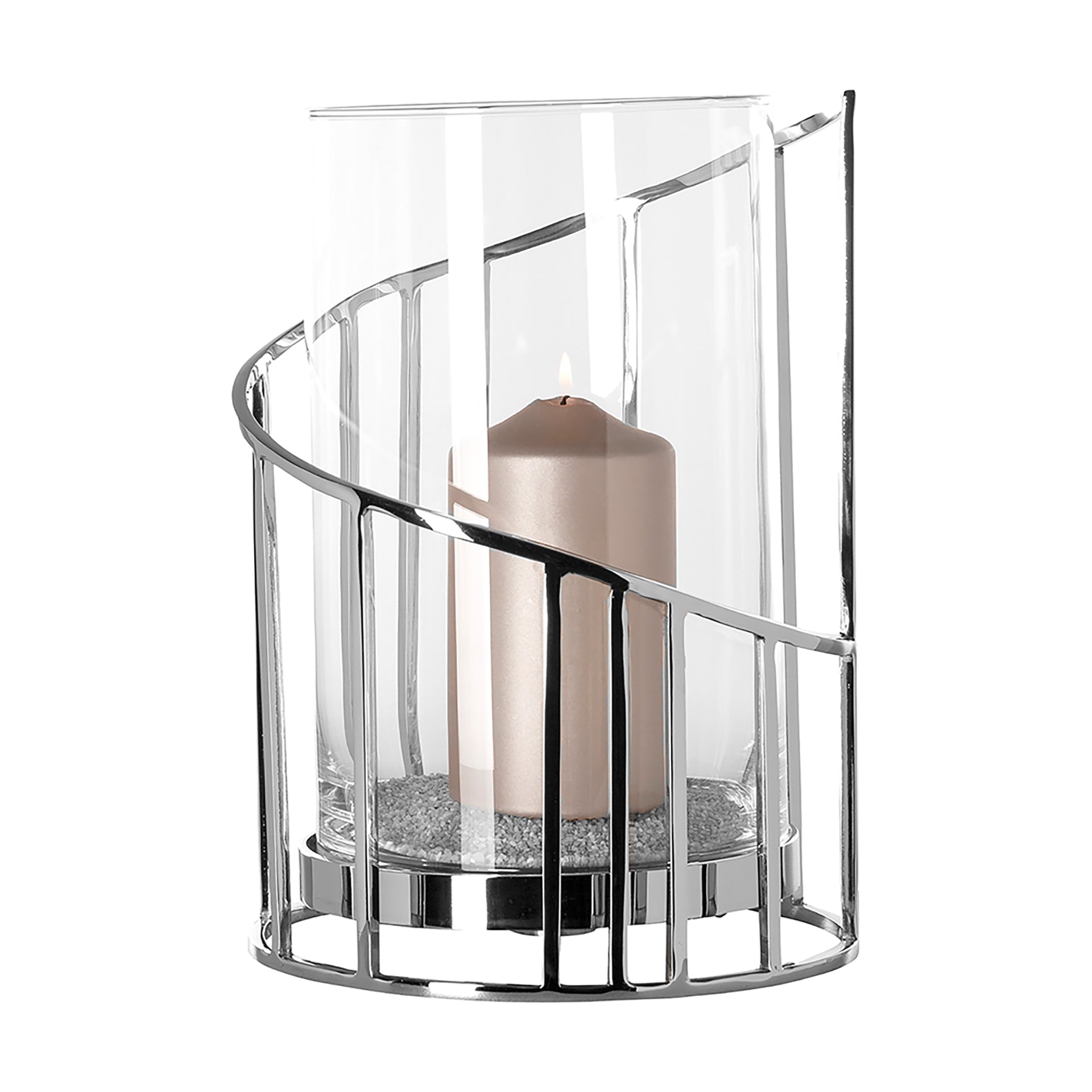 CELINE Windlicht mit Glas silberfarben