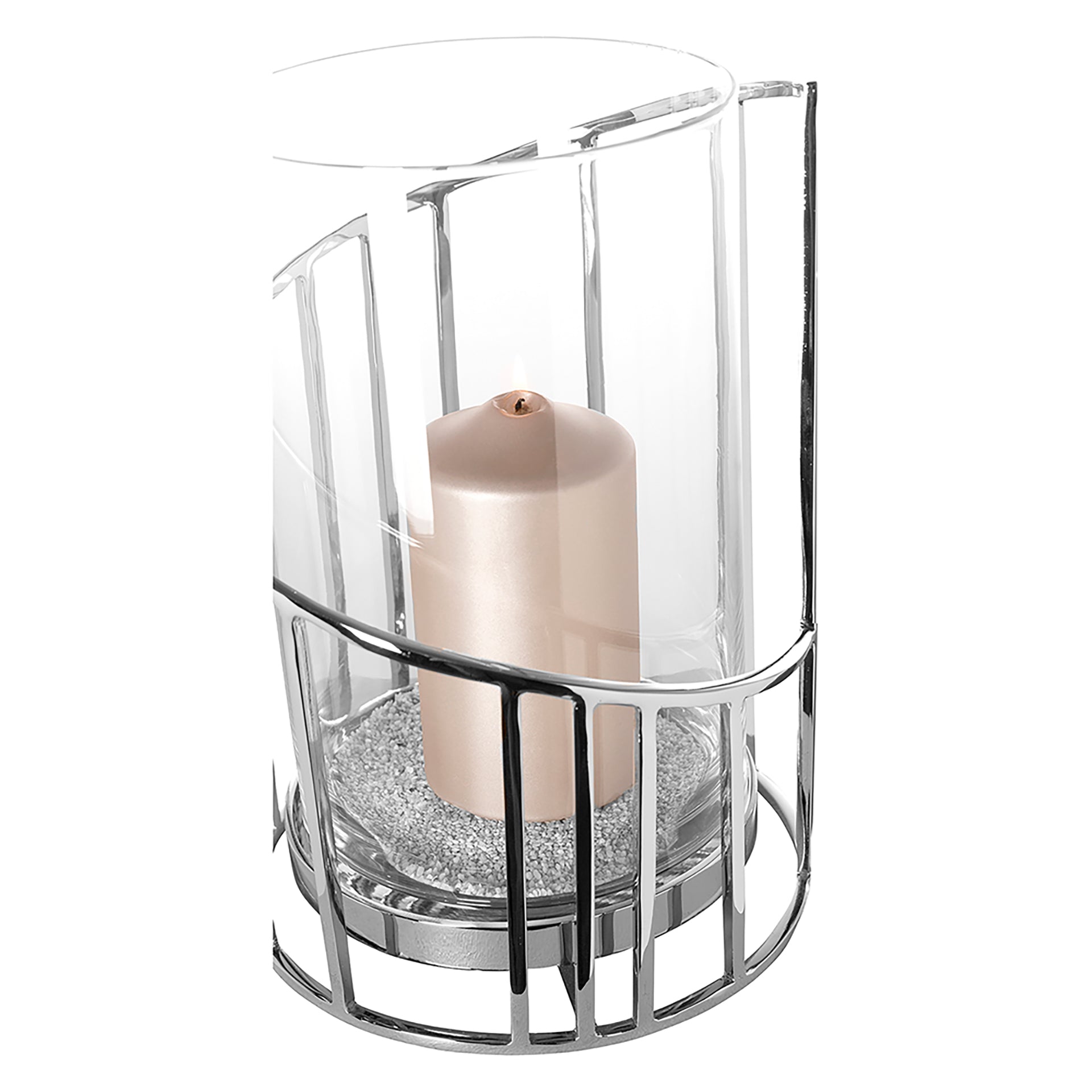 CELINE Windlicht mit Glas silberfarben