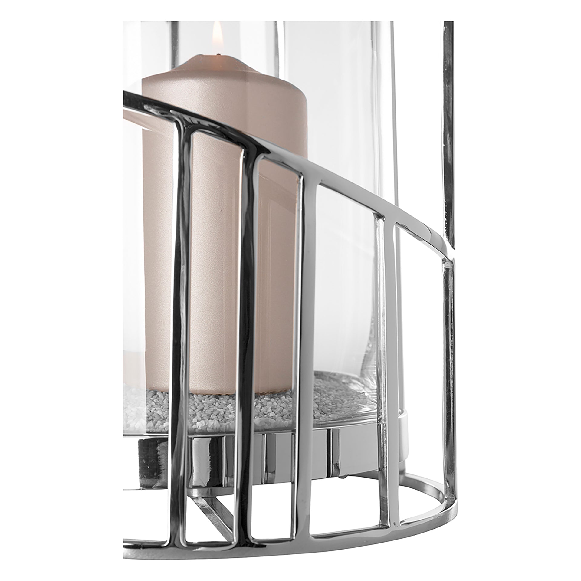 CELINE Windlicht mit Glas silberfarben