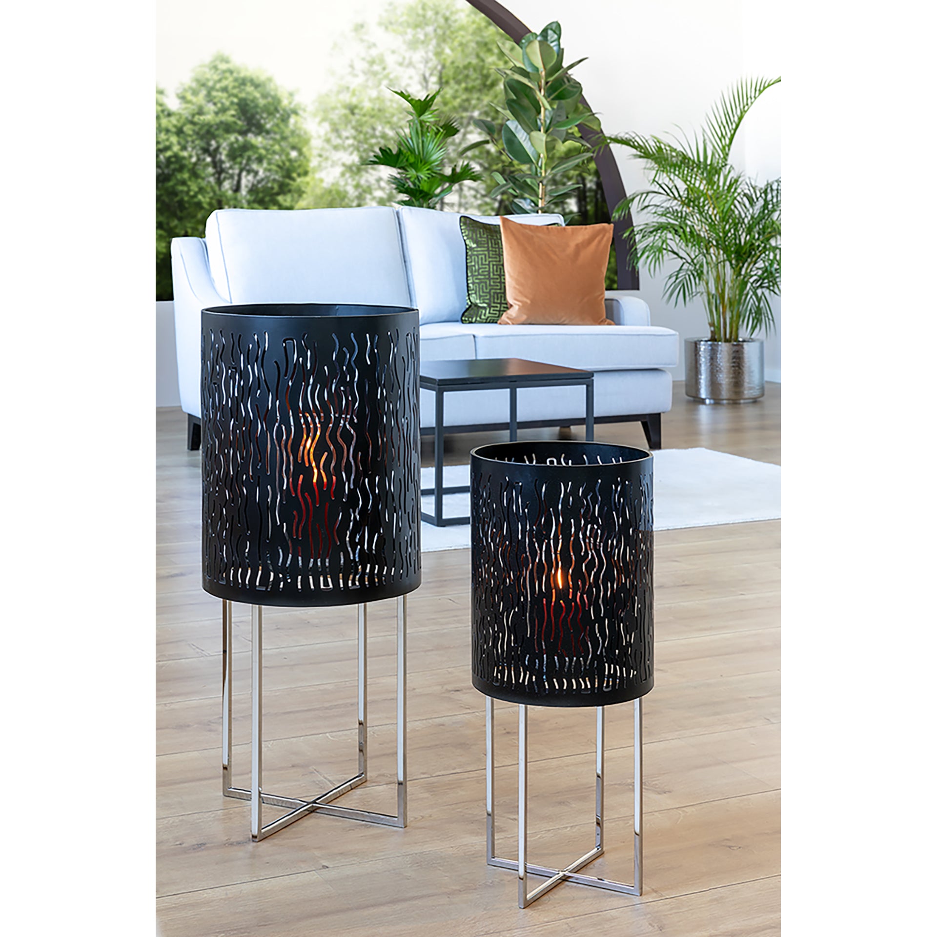 BACCUS Windlicht silberfarben