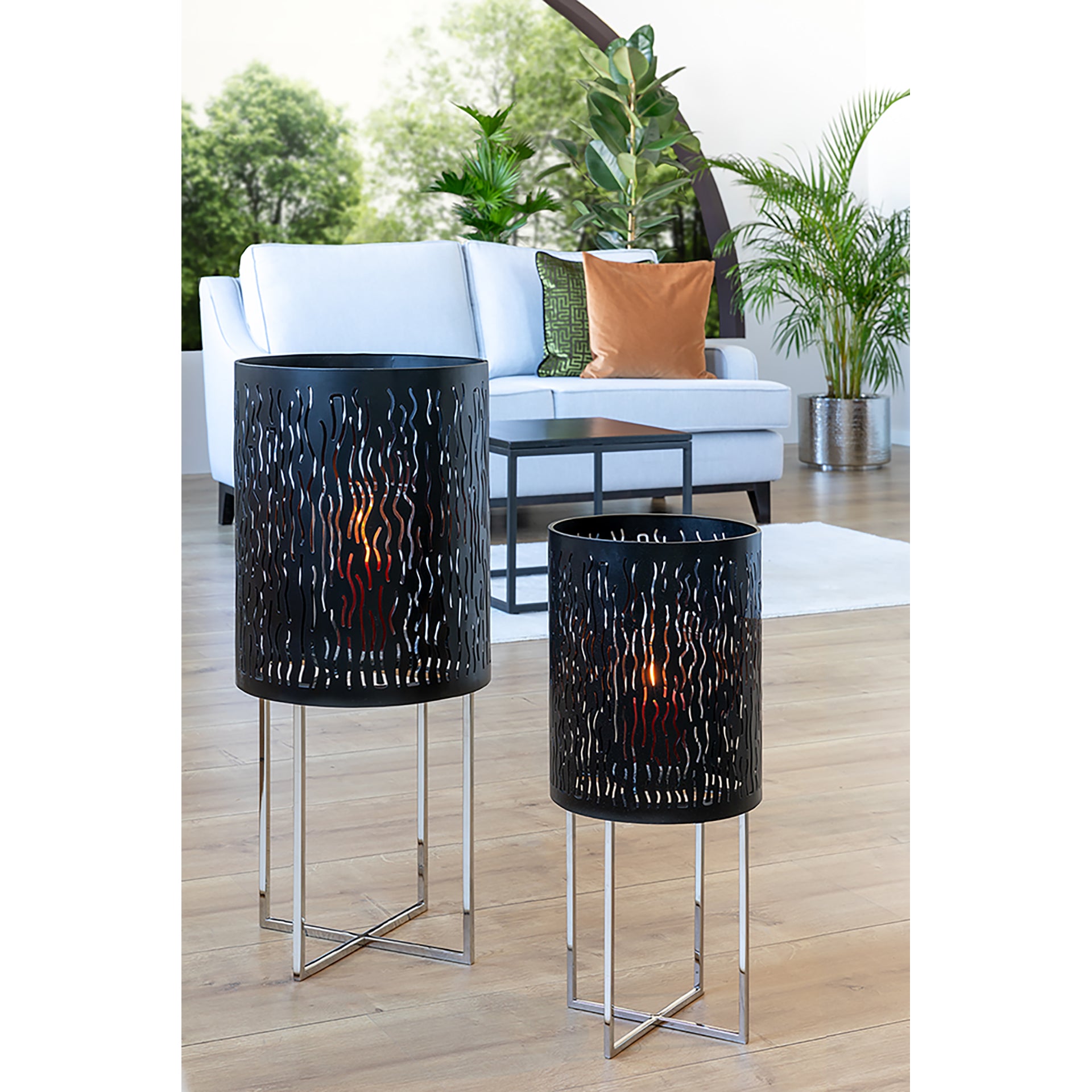 BACCUS Windlicht silberfarben