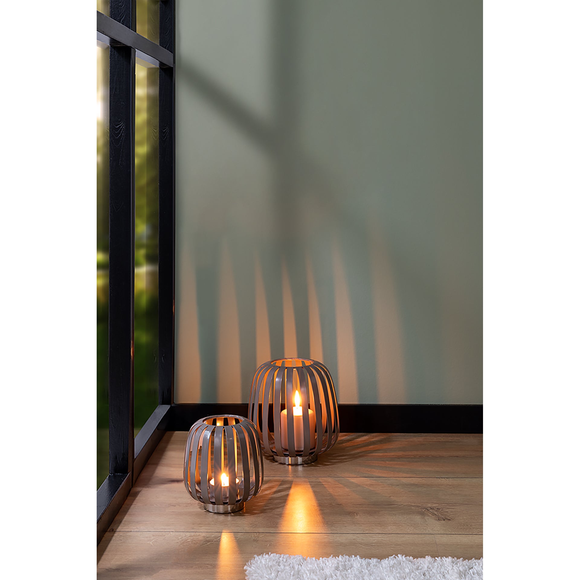 MAMBAIA Windlicht ohne Glas hellbraun