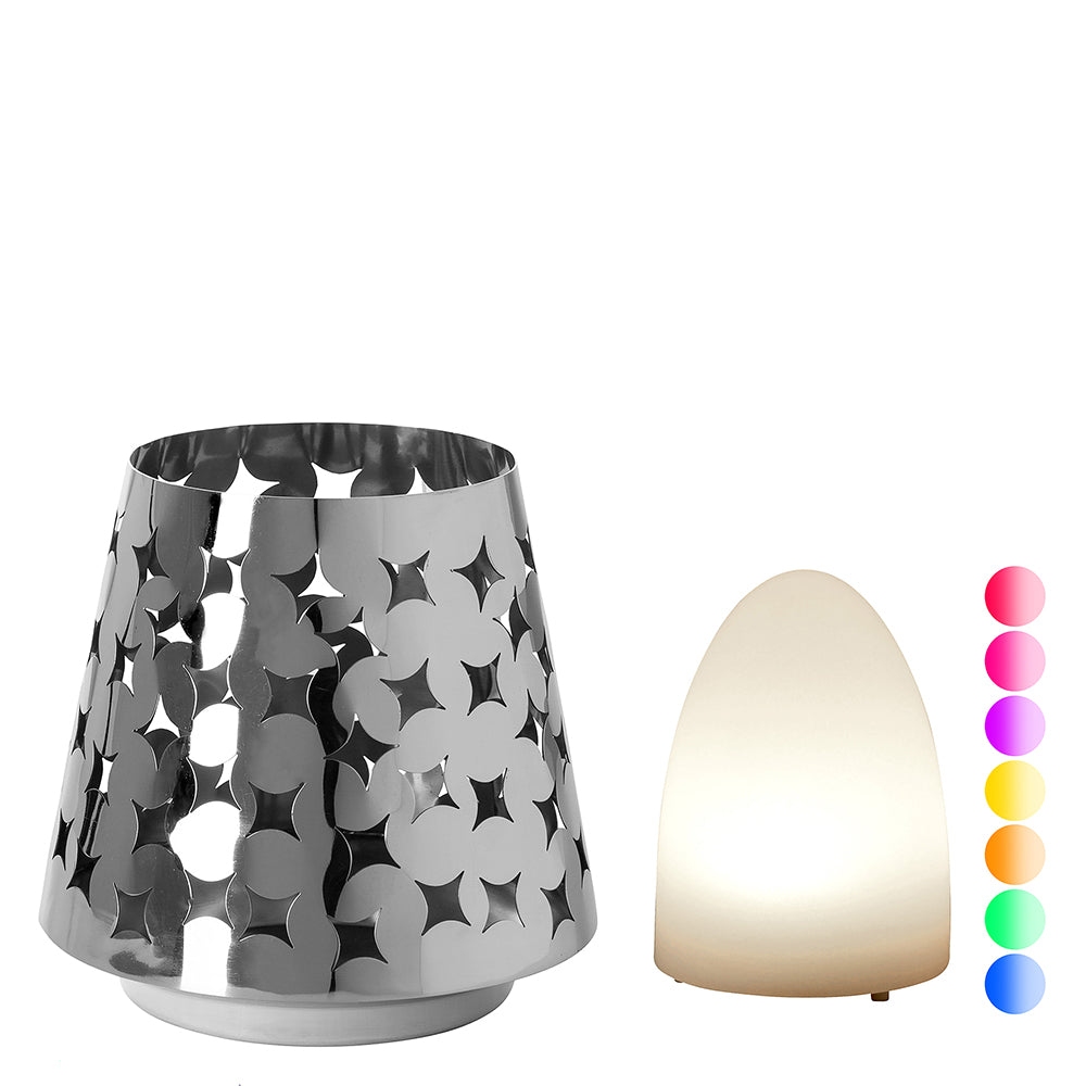 LUMA Windlicht mit LED-Leuchtzylinder silberfarben