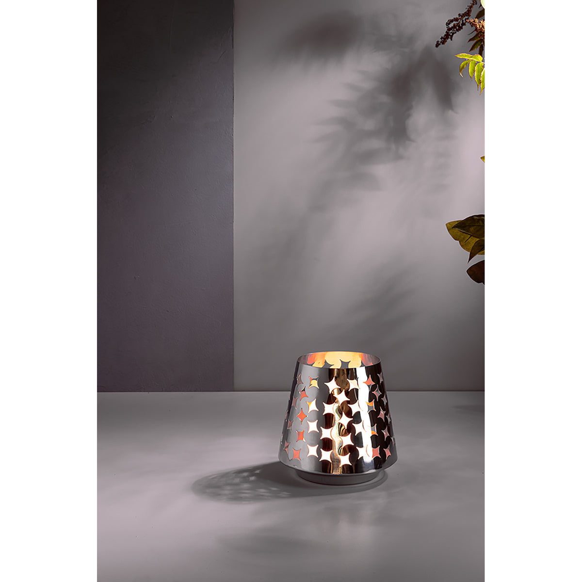 LUMA Windlicht mit LED-Leuchtzylinder silberfarben