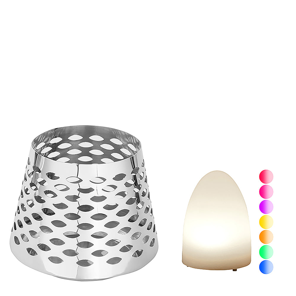 LUMA Windlicht mit LED-Leuchtzylinder silberfarben