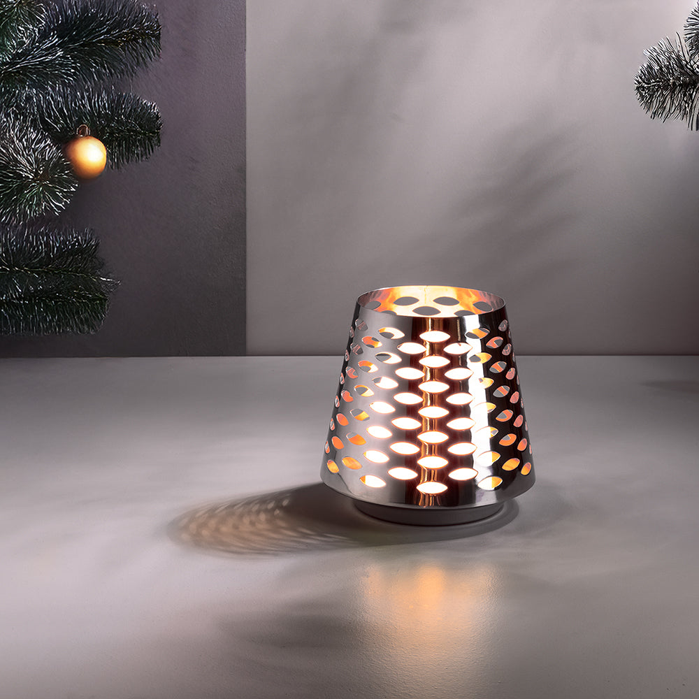 LUMA Windlicht mit LED-Leuchtzylinder silberfarben