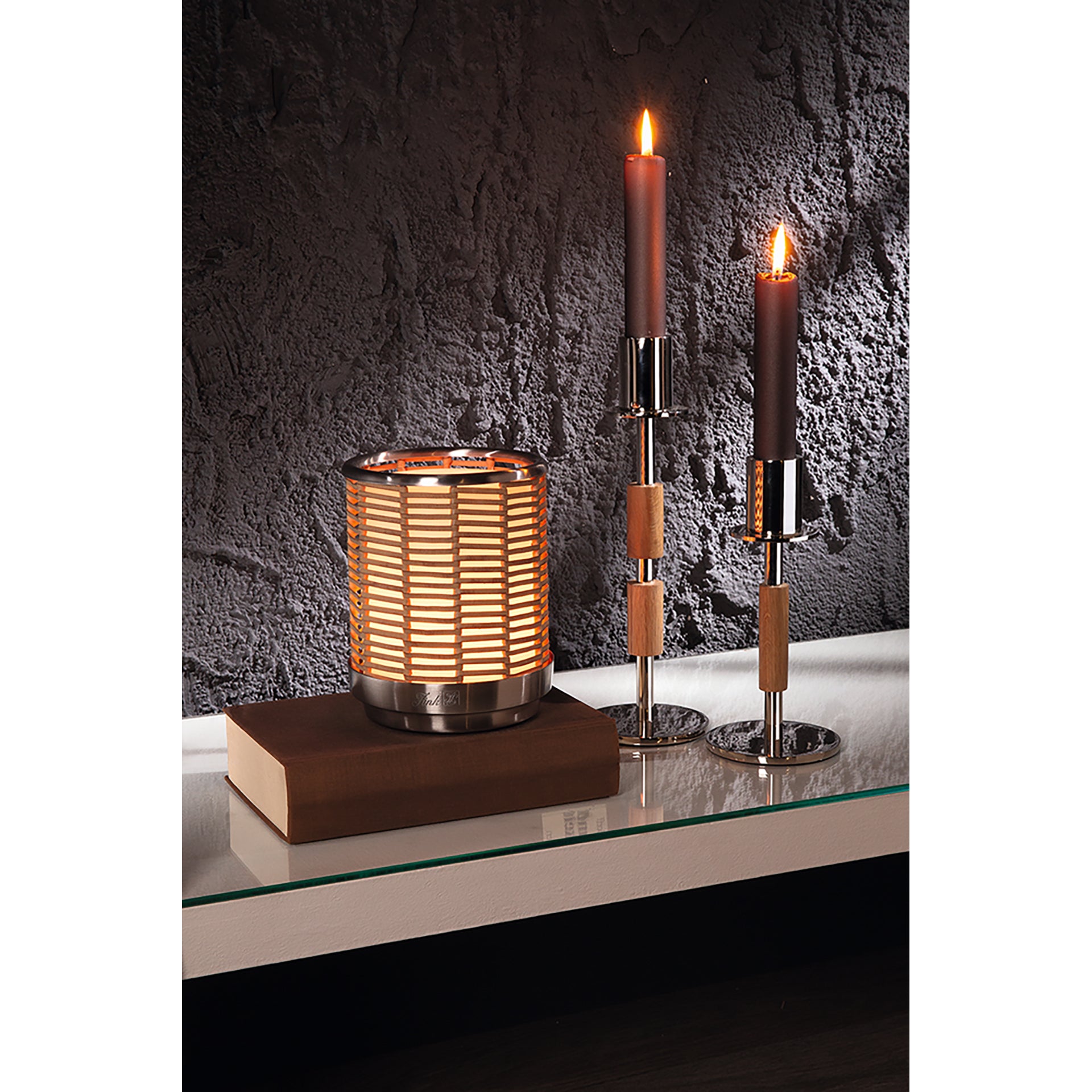 FLAVIO Windlicht ohne Glas natur