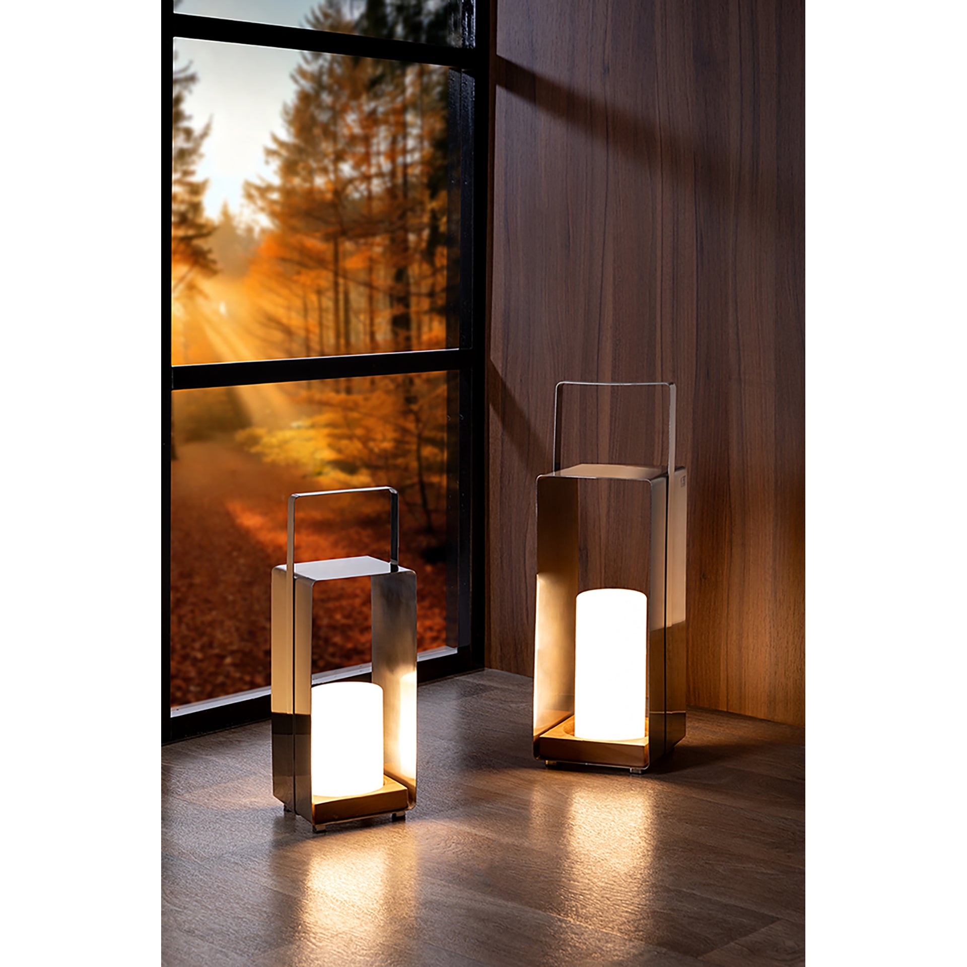 MAGNUS Laterne mit LED Zylinder matt silber