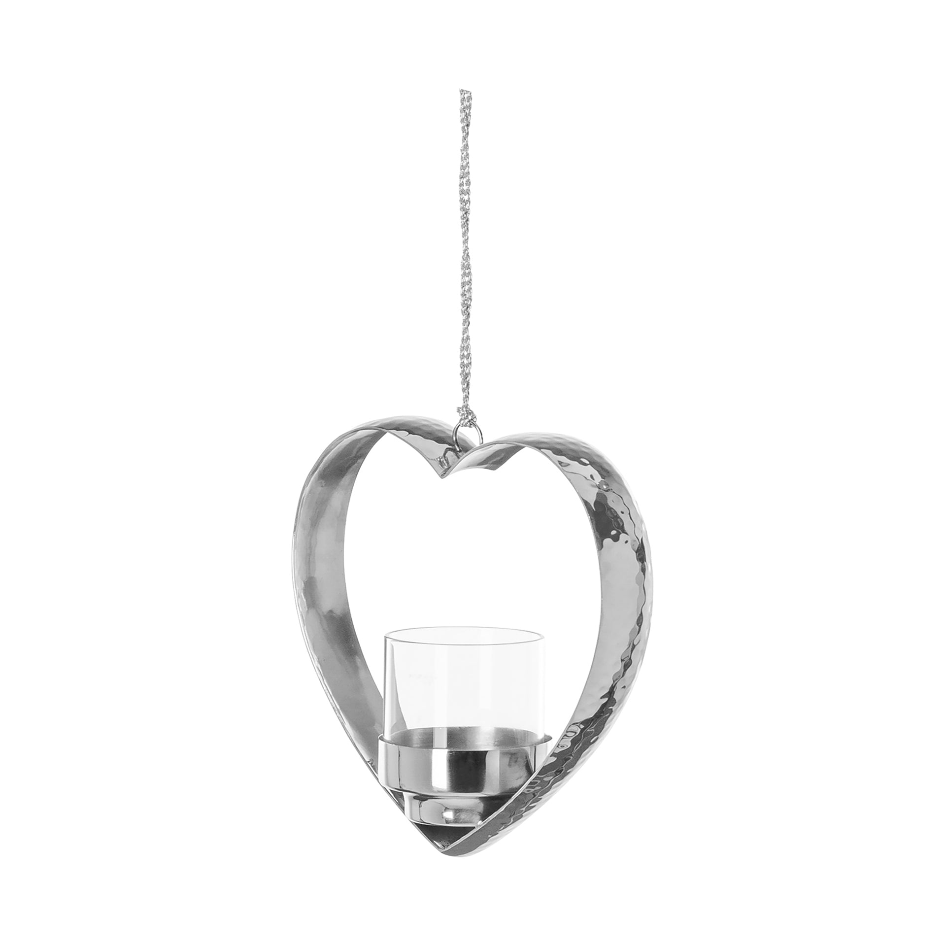 DOREA Teelichthalter Herz, zum Hängen silberfarben
